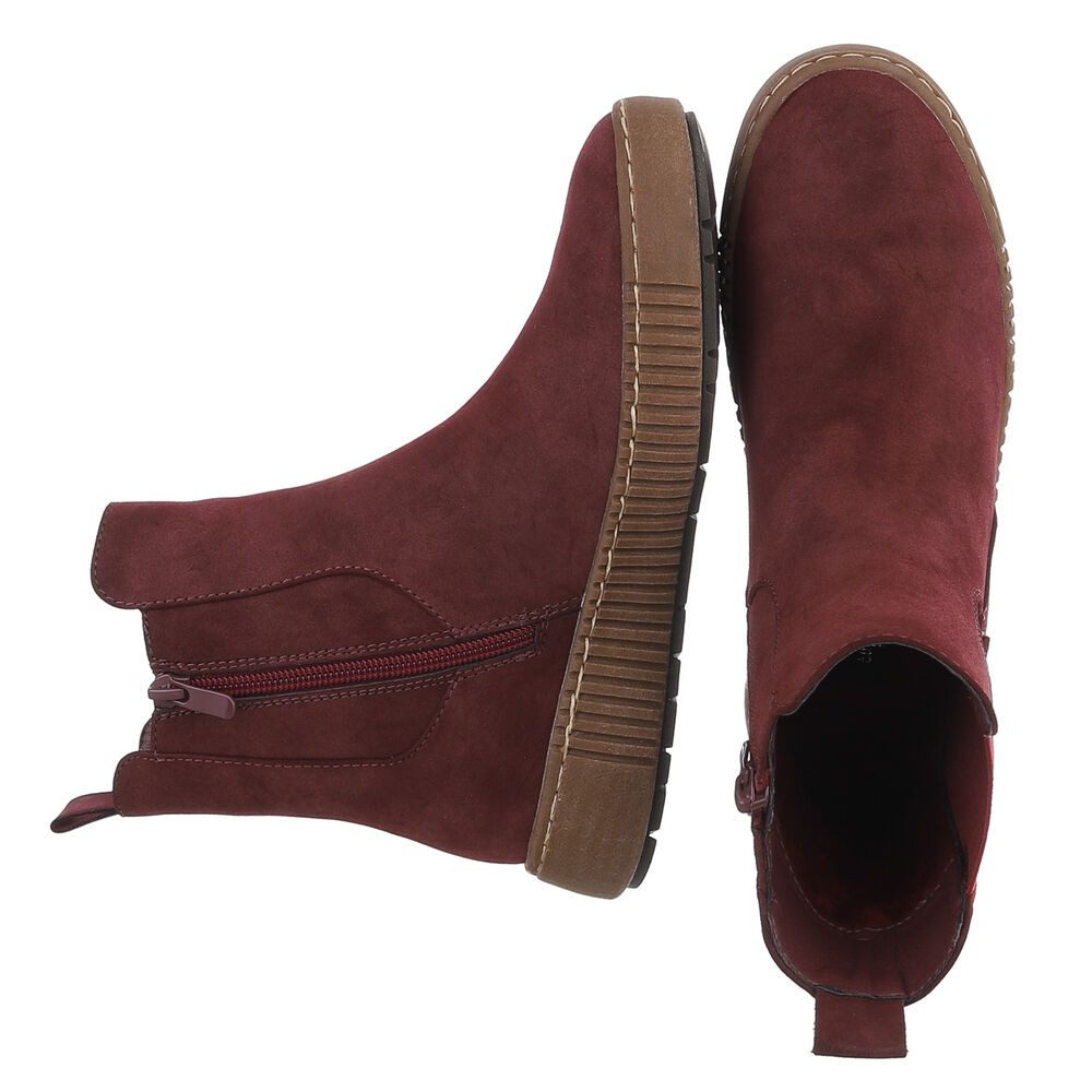 Ital-Design Chelsea-Boots mit elastischen Einsätzen für Damen Stiefelette (90598724) Keilabsatz/Wedge Chelsea Boots in Weinrot
