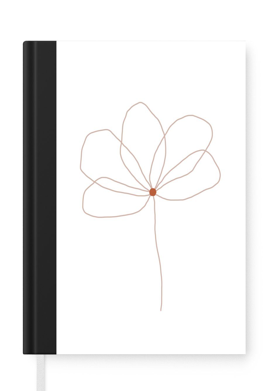 MuchoWow Notizbuch Blume - Strichzeichnung - Natur, Journal, Merkzettel, Tagebuch, Notizheft, A5, 98 Seiten, Haushaltsbuch