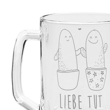 Mr. & Mrs. Panda Bierkrug Kaktus Liebe - Transparent - Geschenk, Bier Krug, Liebesbeweis, Vater, Premium Glas