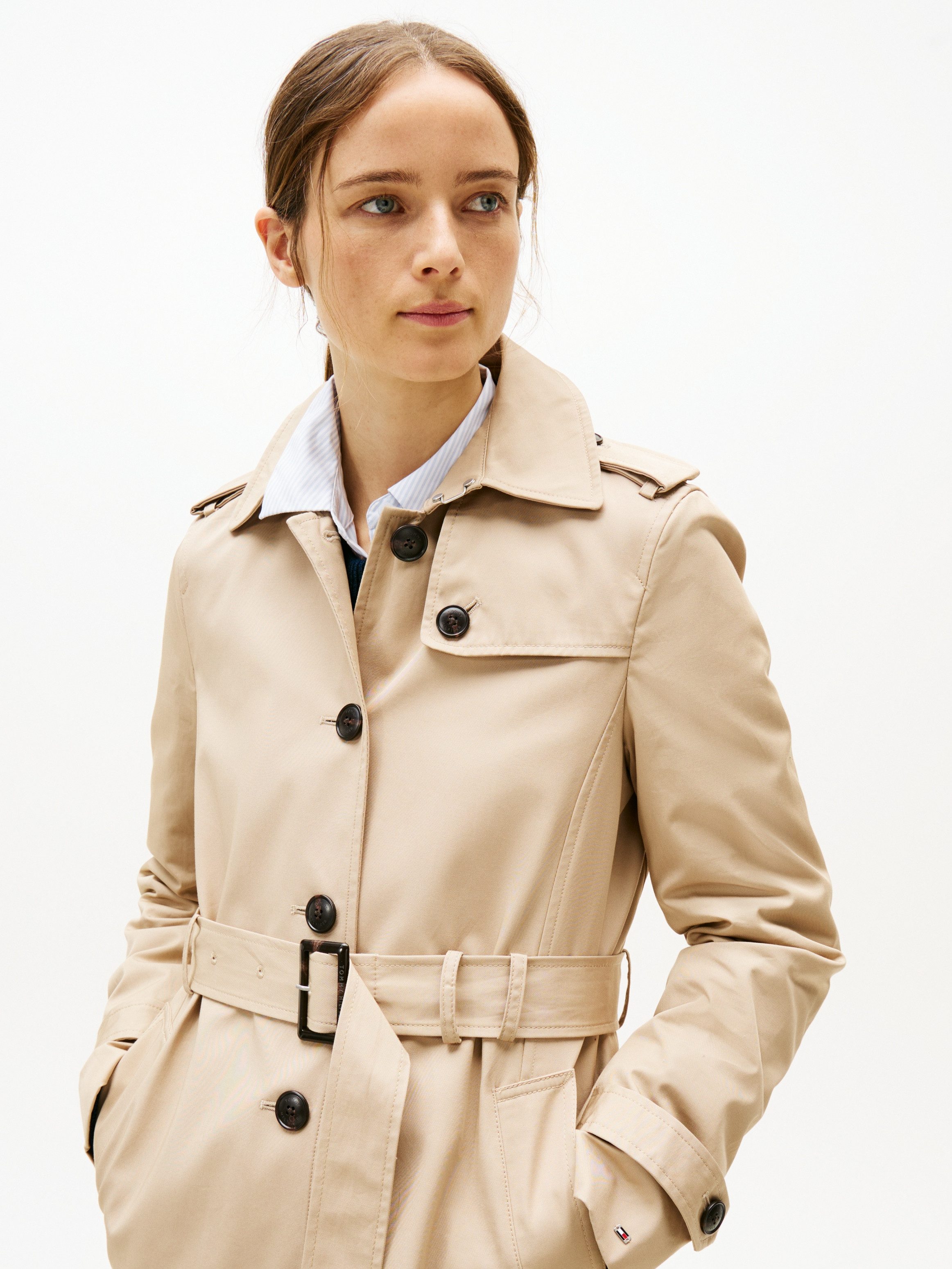 Tommy Hilfiger Langjacke HERITAGE SINGLE BREASTED TRENCH mit den typischen Trenchcoat-Details