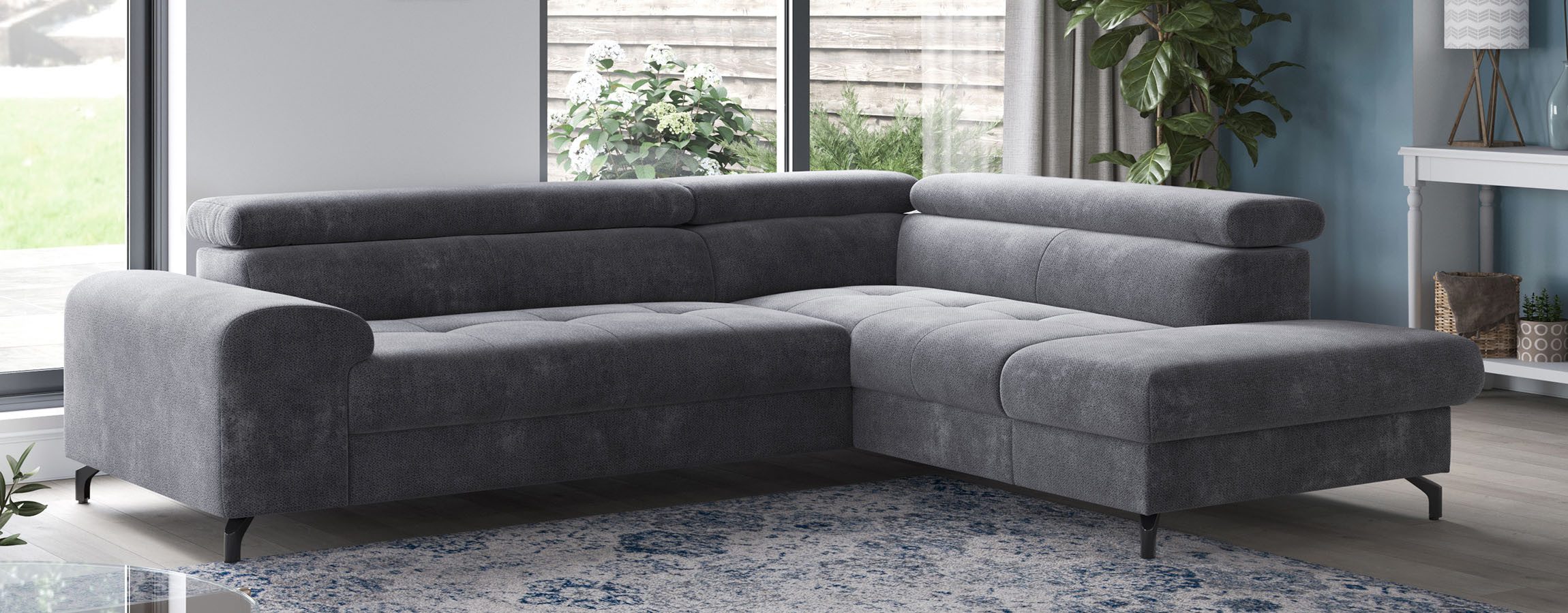 COTTA Ecksofa Aura L-Form, B: 260 cm, inkl. Schlaffunktion, auch in Cord, Kopfteile, extra Bettkasten, Fußhöhe 12cm, Liegefläche 176x123cm
