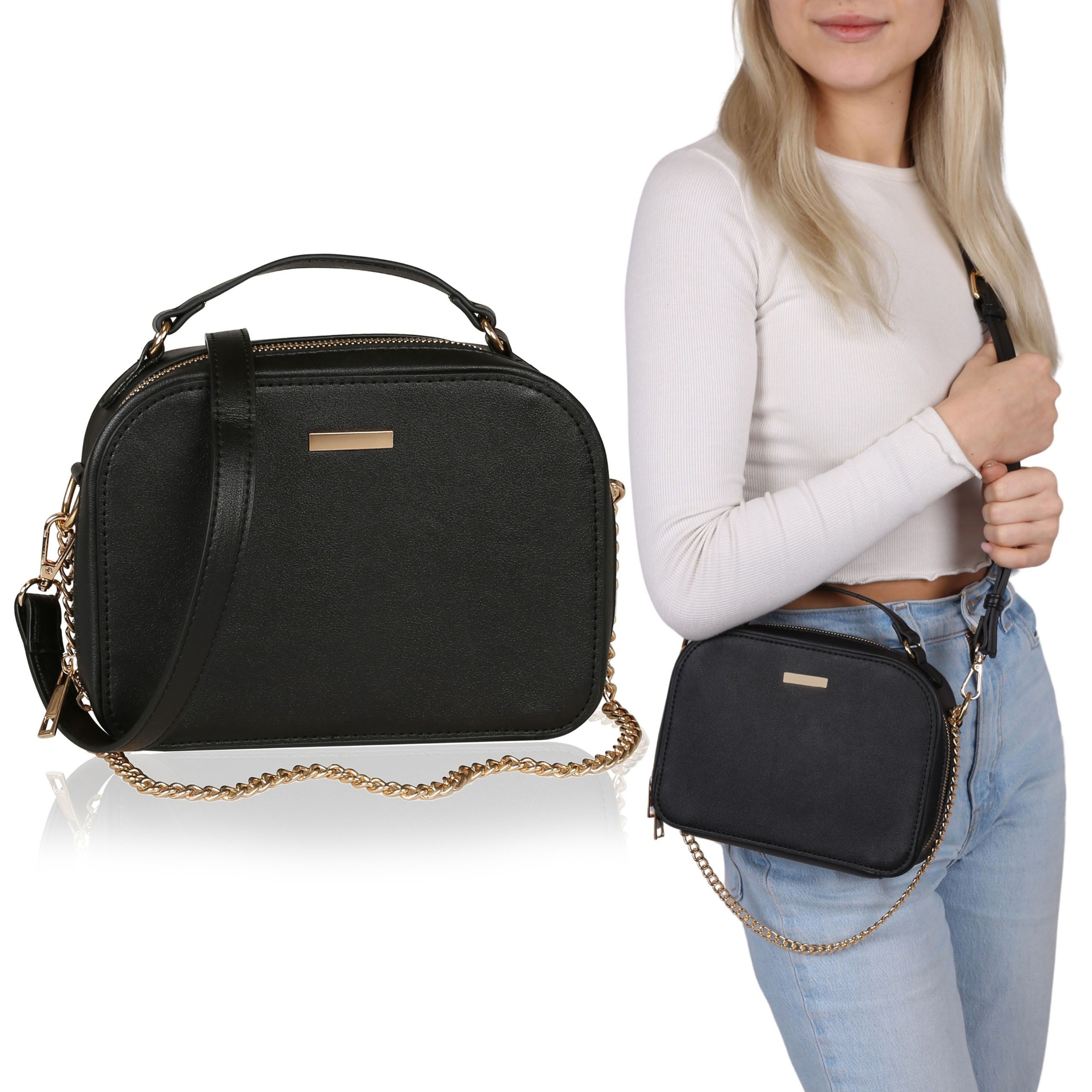 Sarcia.eu Umhängetasche Schwarze Umhängetasche, goldene Details, RV, 21x15, günstig online kaufen