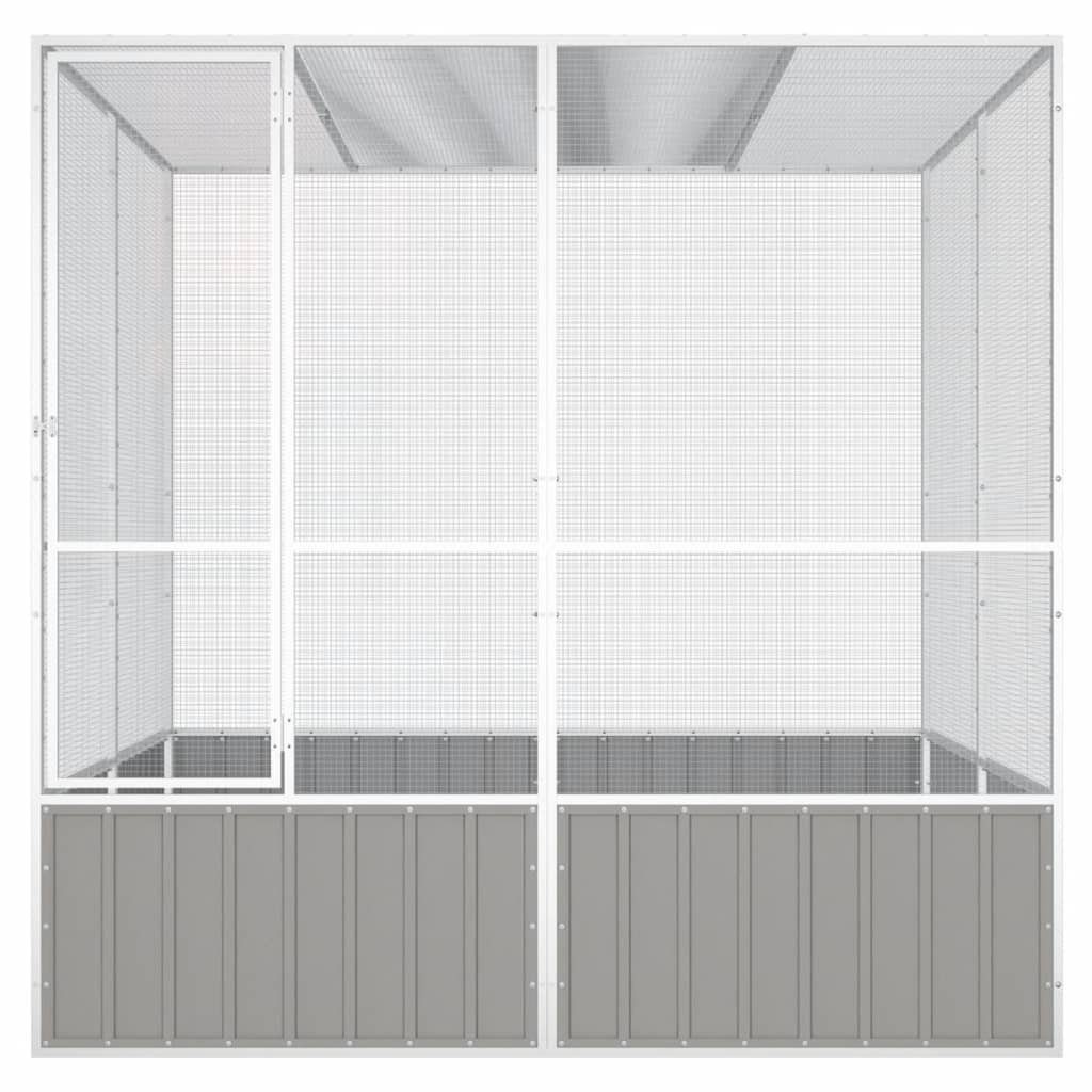 vidaXL Voliere 2135 x 2175 x 2115 cm Vogelkäfig Grau 213,5x217,5x211,5 cm Verzinkter