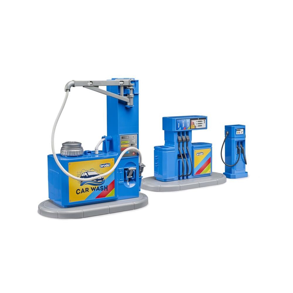 Bruder® Spiel-Gebäude 62113 Tankstelle und Waschplatz bworld Modellfahrzeug Zubehör, Spielzeug Autowaschanlage mit Wassertank und E-Auto Ladestation