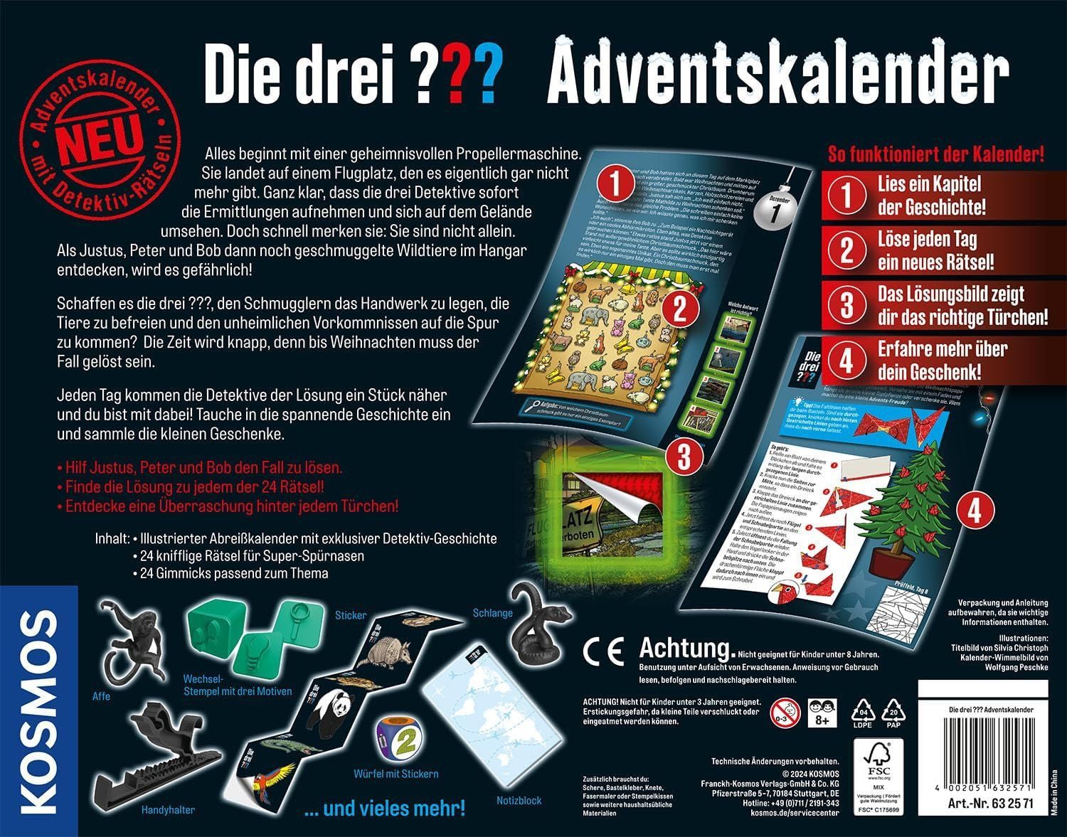 Kosmos Spielzeug-Adventskalender Adventskalender (Die drei ???, 1-tlg), Adventskalender Die drei ???