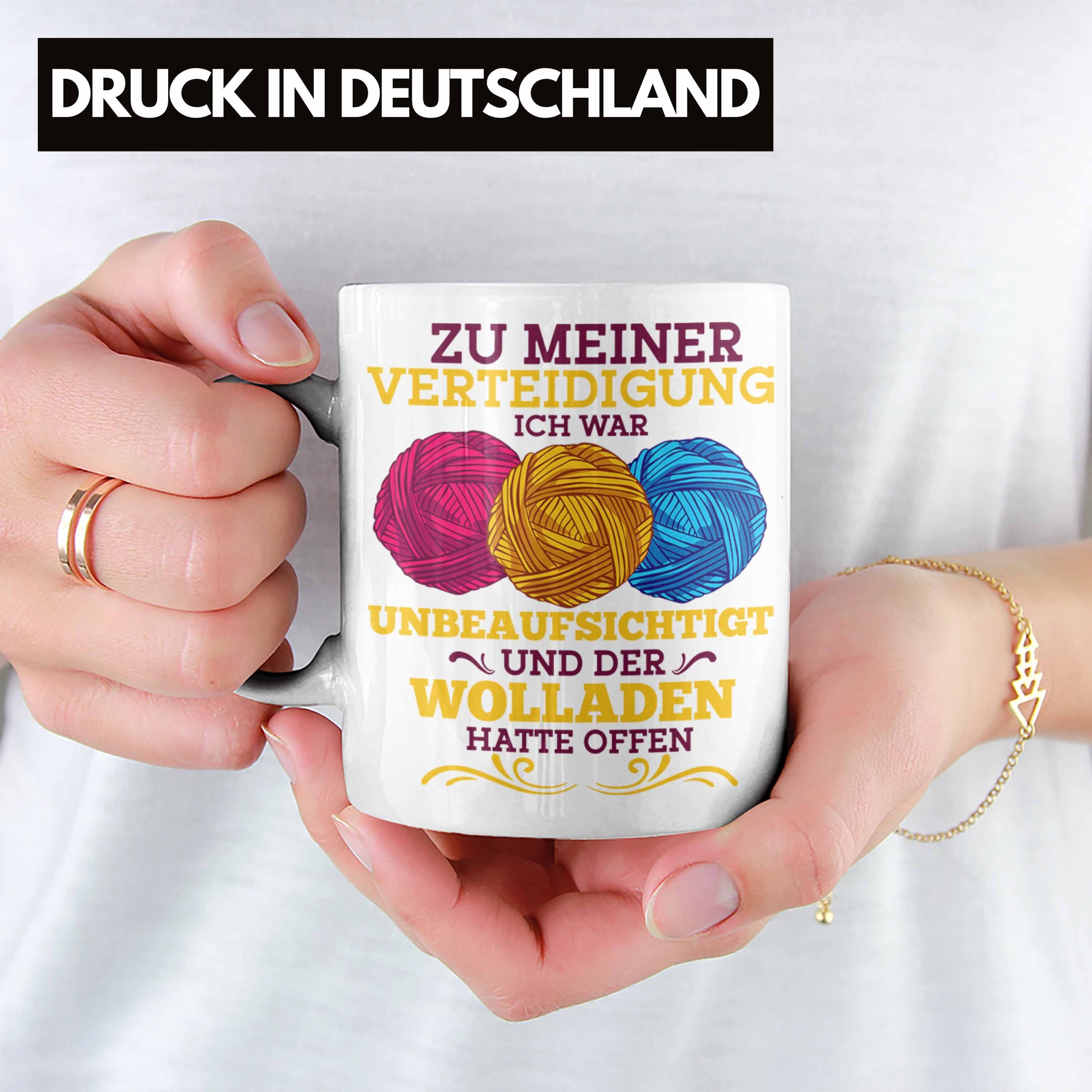 Trendation Tasse Lustige Strick Häkel-Tasse Geschenk Stricken Häkeln Spruch Oma Rentne