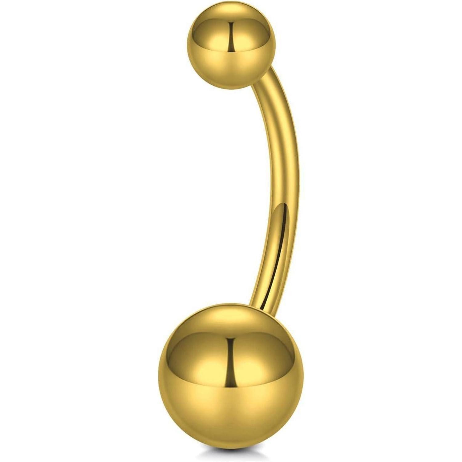 Bauchnabelpiercing Bauchnabel Stäbe Titanium Silber Clicker Piercing Frauen A-12mm-Gold