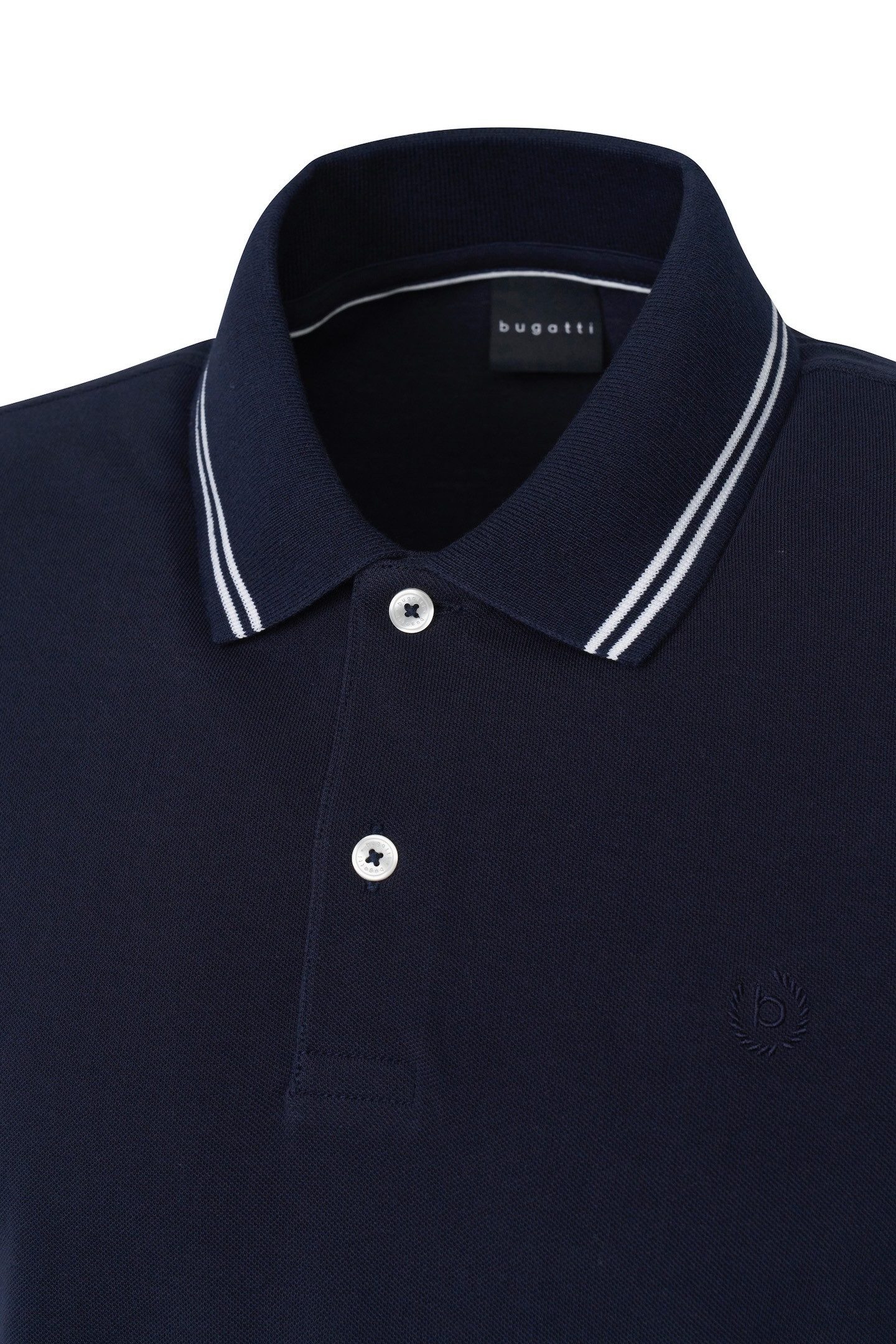 bugatti Poloshirt mit Kontraststreifen und Bruststickerei