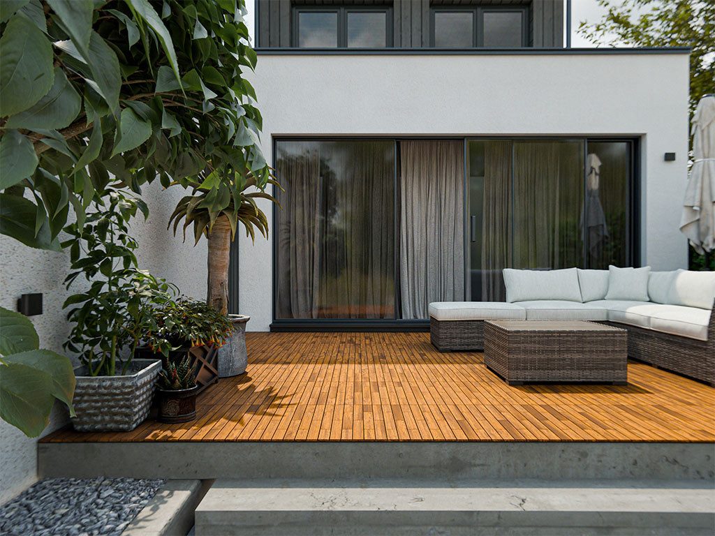 Woodtex Terrassenplatte Terrassenfliese Akazie Natur, Holz 60x30, Braun