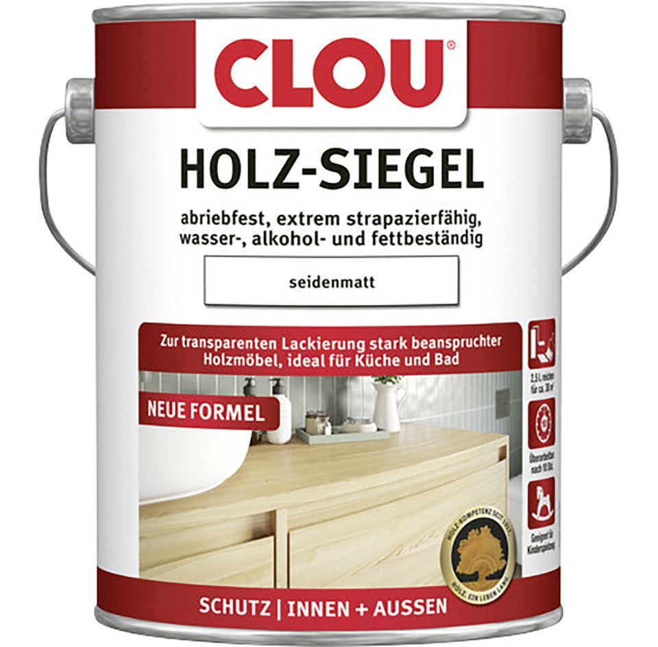 CLOU Holzschutzlasur Clou Holz-Siegel 2,5 L seidenmatt transparent