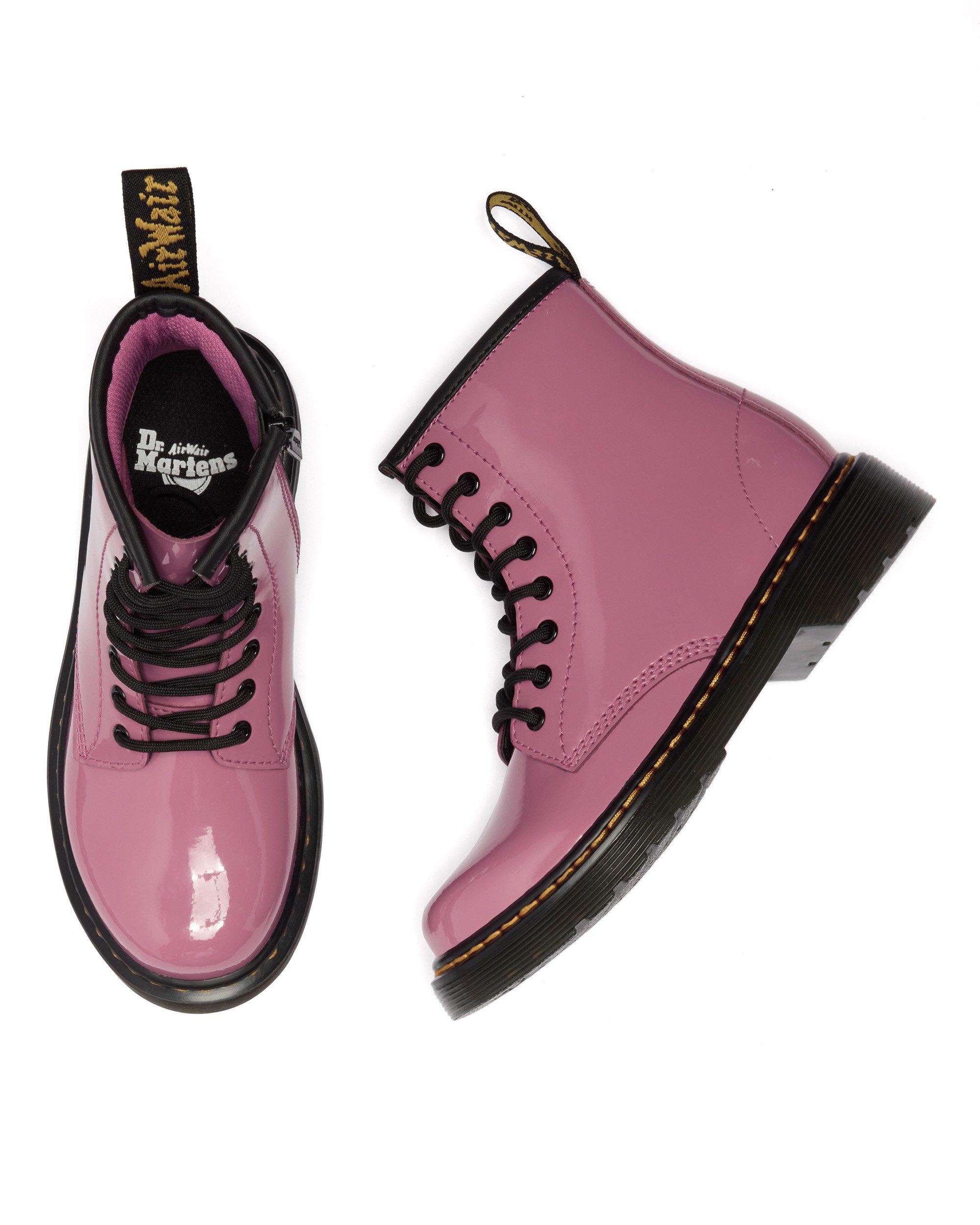DR. MARTENS Junior 1460 8-Loch Lacklederstiefel Schnürboots Lackstiefel, Kinderstiefel, Freizeitschuh mit Reißverschluss