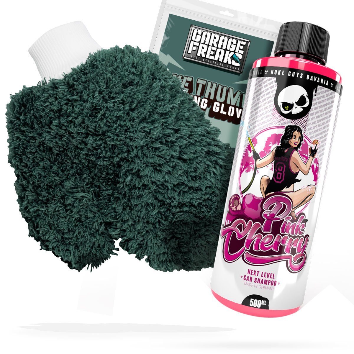 Auto Waschhandschuh Waschset - Garage Freaks + Autoshampoo Nuke Guys Auto-Reinigungsmittel