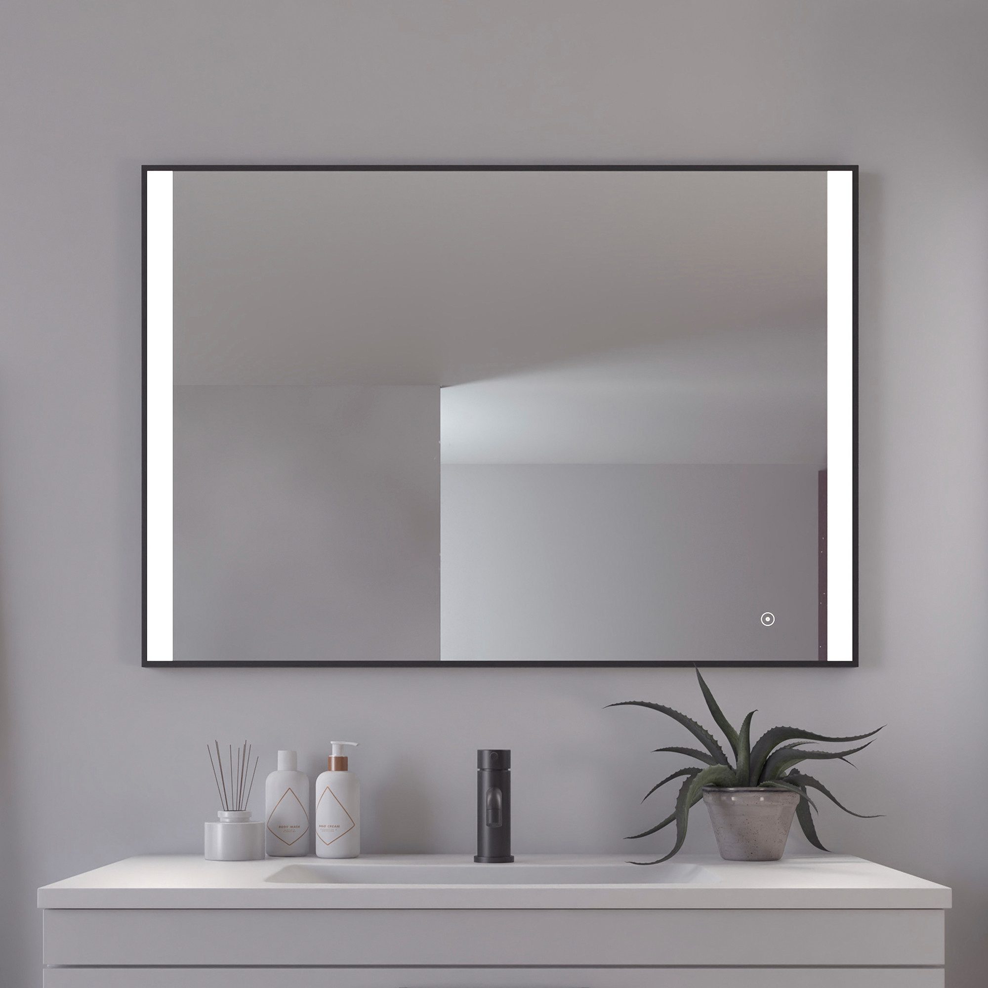 Loevschall Badspiegel Libra Quadratisch, Badzimmerspiegel mit LED Beleuchtu günstig online kaufen