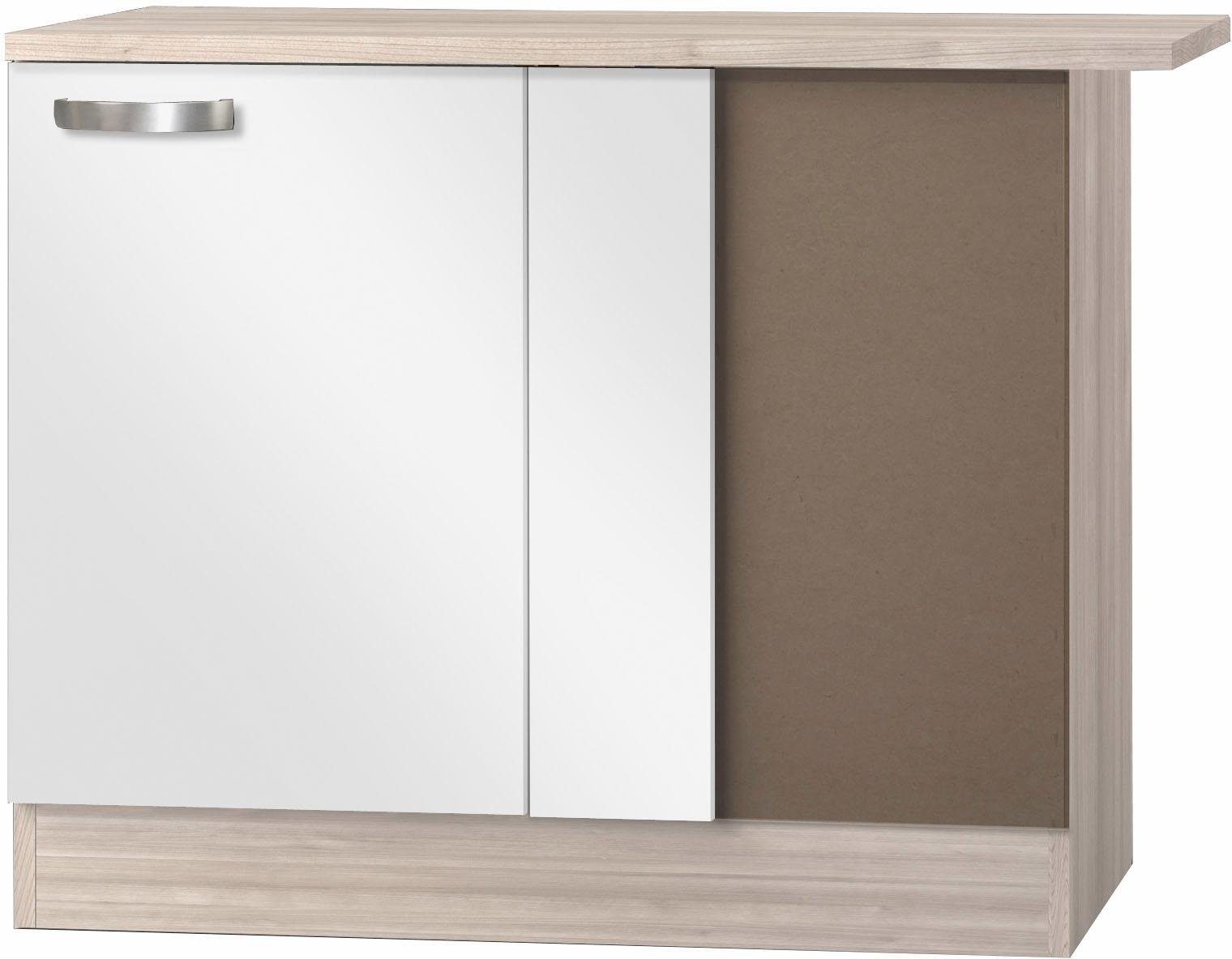 OPTIFIT Eckunterschrank Faro, 100 cm mit Breite weiß matt Metallgriff