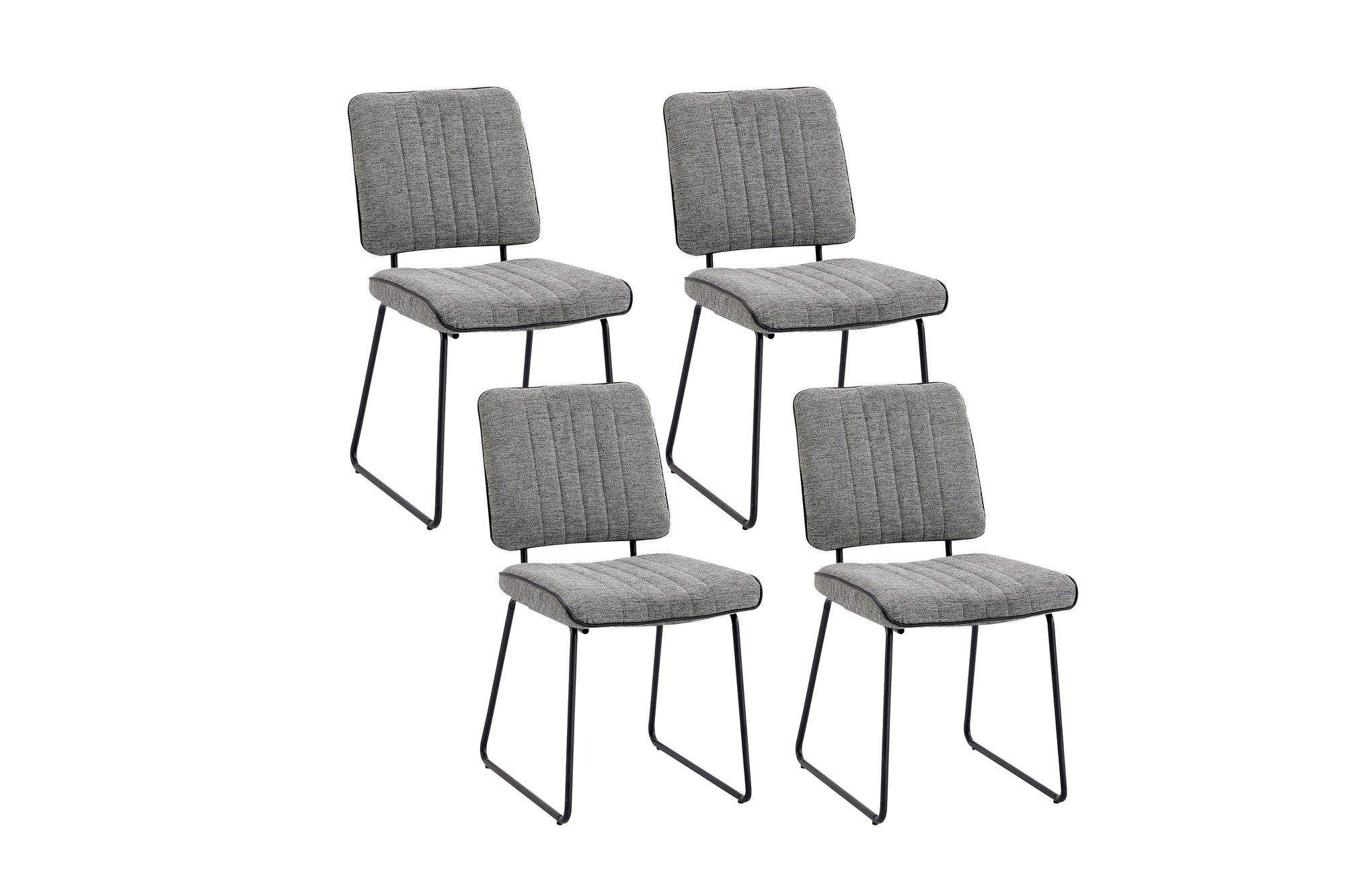 byLIVING Esszimmerstuhl LIAM (4-er Set), Webstoff in grau, mit Steppung und Keder