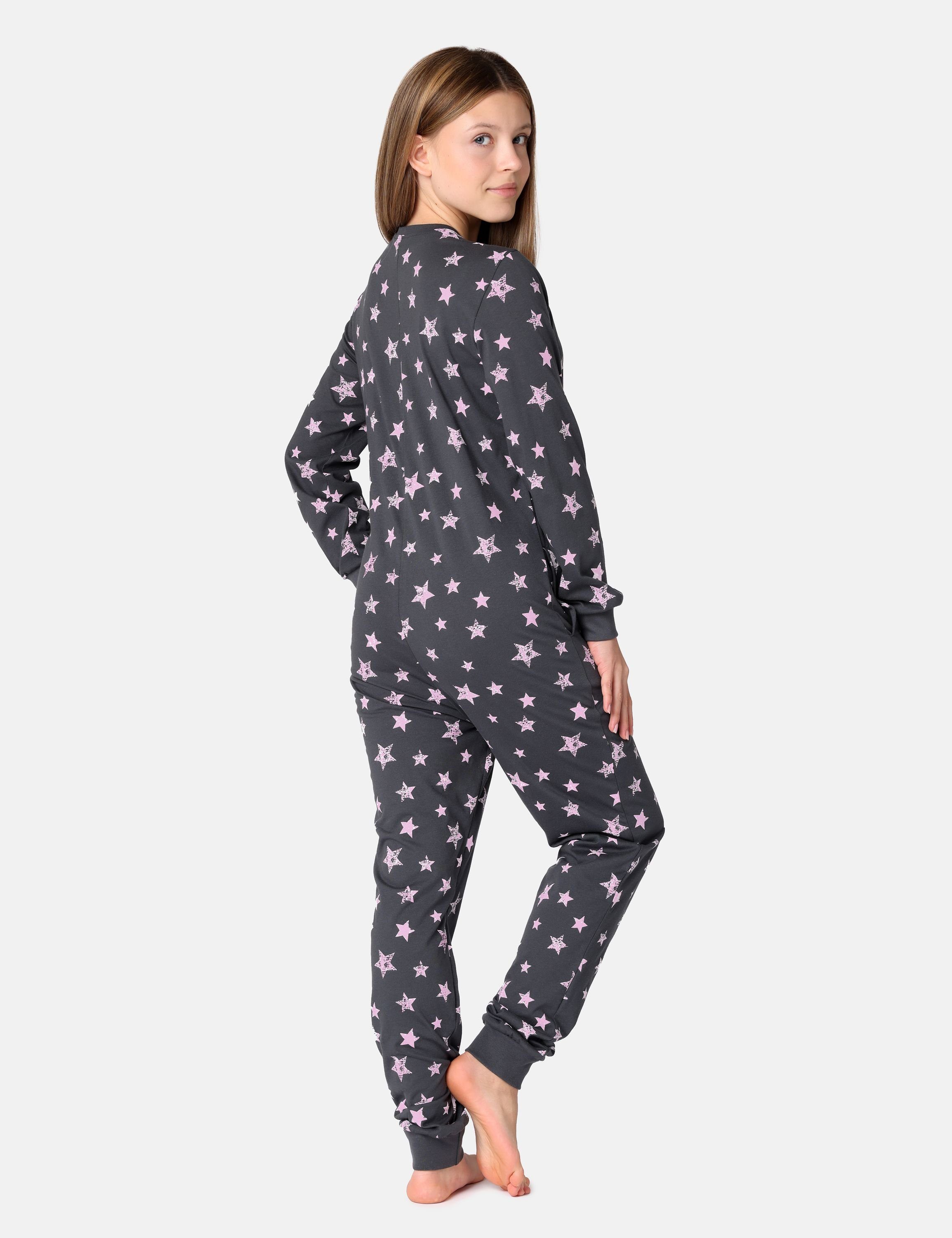 Merry Style Schlafanzug Schlafanzug Grafit/Rosa MS10-335 Schlafoverall Sterne Jugend Mädchen
