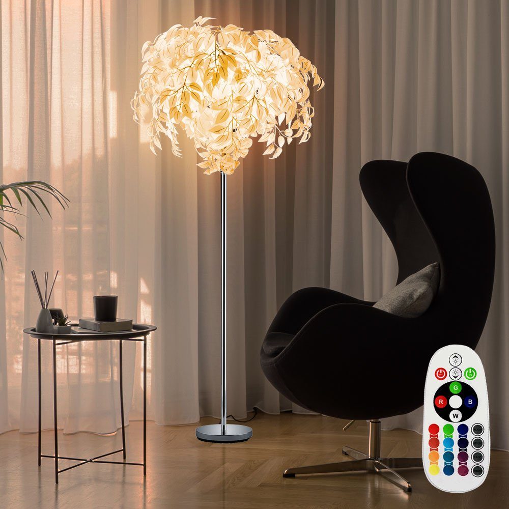 inklusive, Leuchtmittel dimmbar LED Warmweiß, Stehlampe Farbwechsel, etc-shop Standlampe LED RGB Fernbedienung Stehlampe, Blätterleuchte