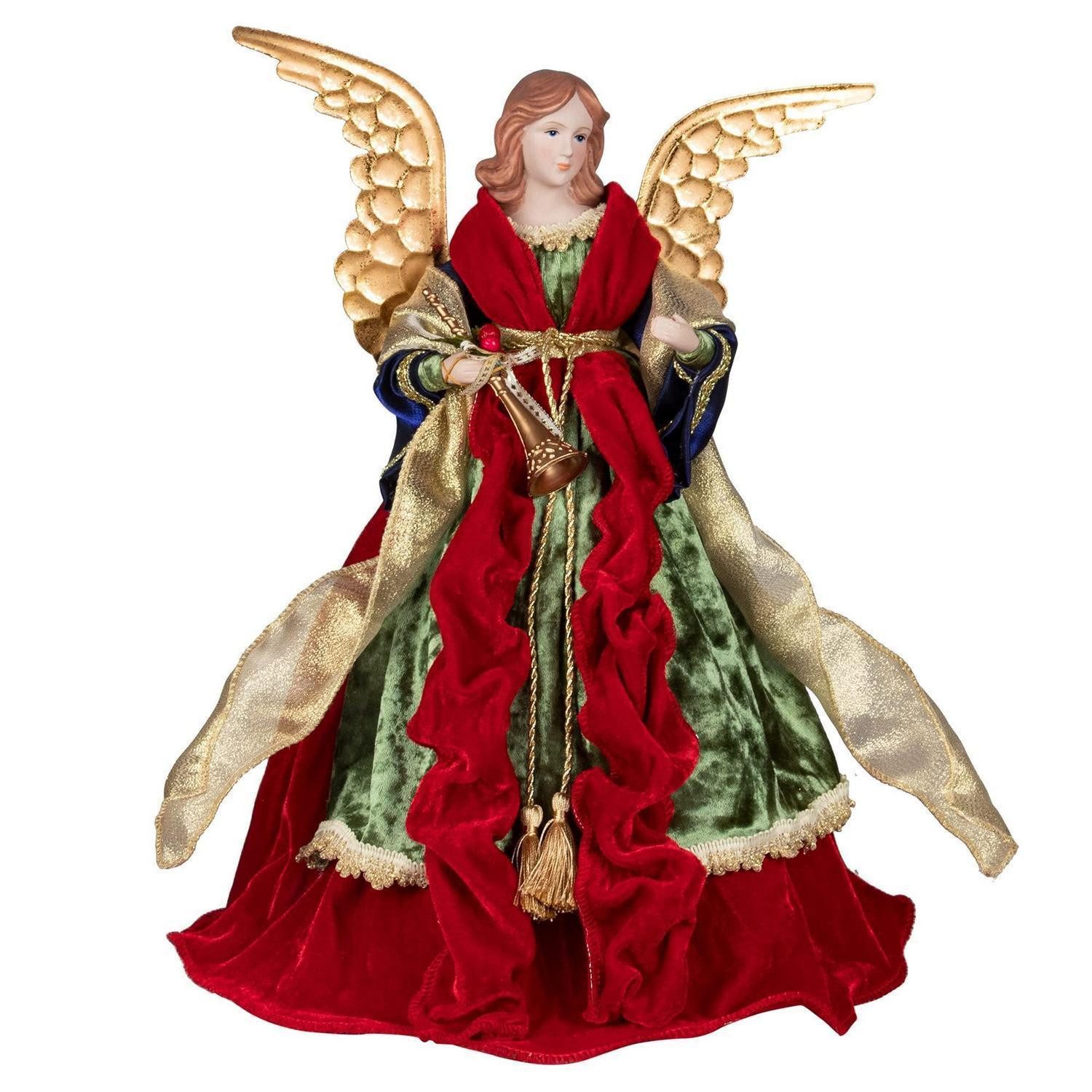 LuxusKollektion Christbaumspitze Christbaumspitze Engel 45cm Rot Grün