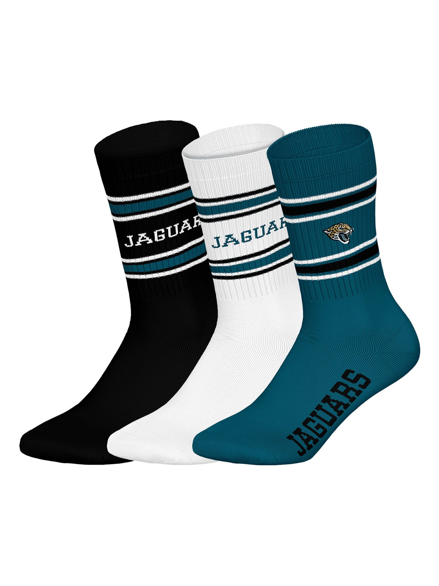 HUDDLE Freizeitsocken Jacksonville Jaguars Crew (3-Paar) Casual Socken, Alltagssocken
