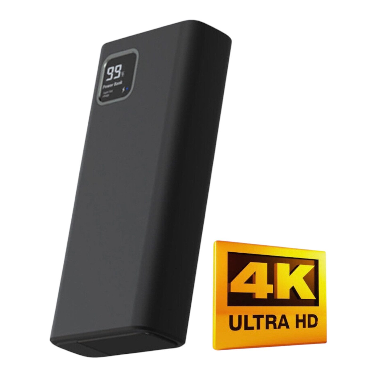 SpionProfi Überwachungskamera 4k Powerbank Mini Kamera Video Ton Aufnahme 64GB Überwachungskamera (Innenbereich, Außenbereich, 1-tlg., 10000mAh Powerbank mit versteckte 4k Kamera Spycam Spion)