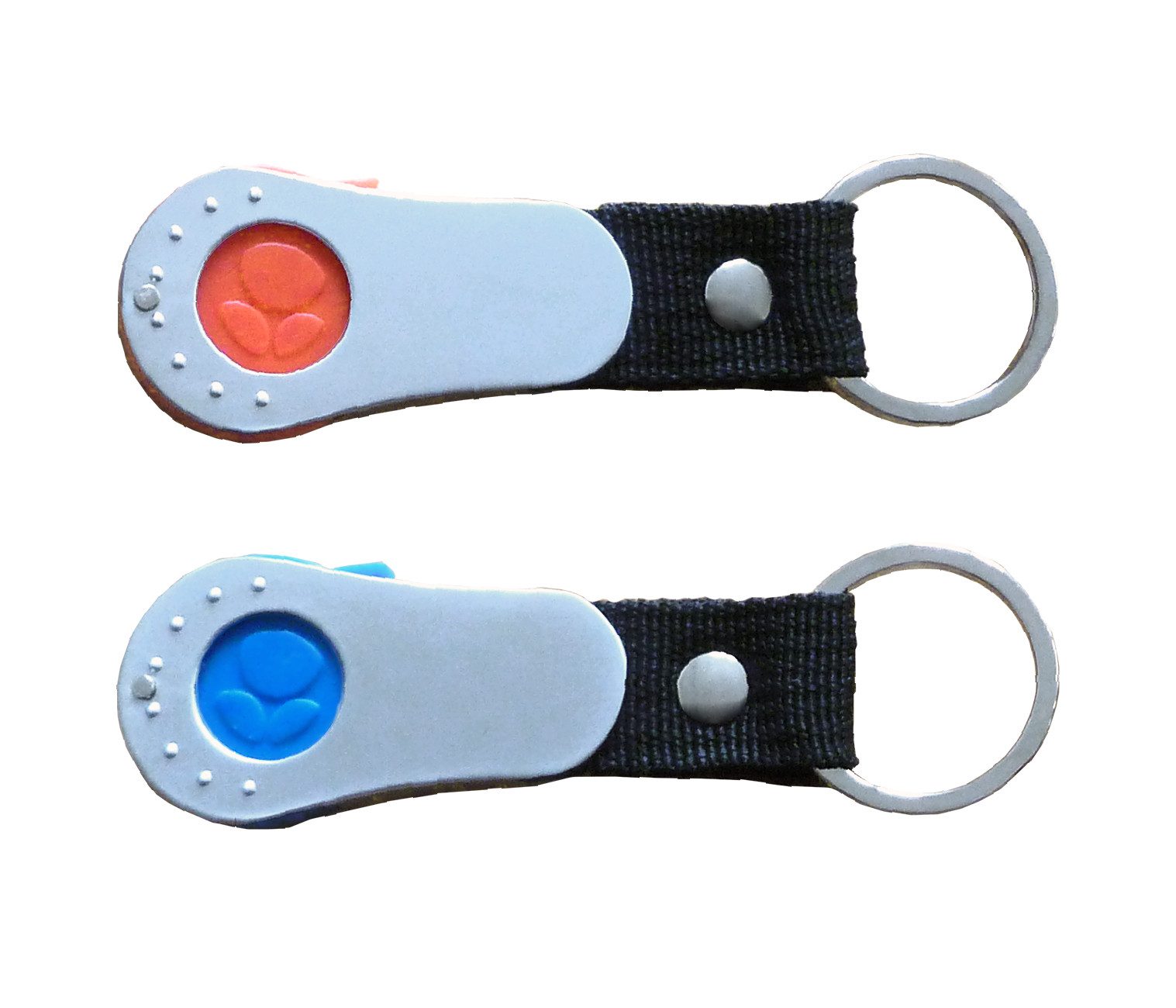 Best Offer Schlüsselanhänger 2x Metall-Schlüsselanhänger / mit Einkaufschip / Farbe: je 1x blau + r