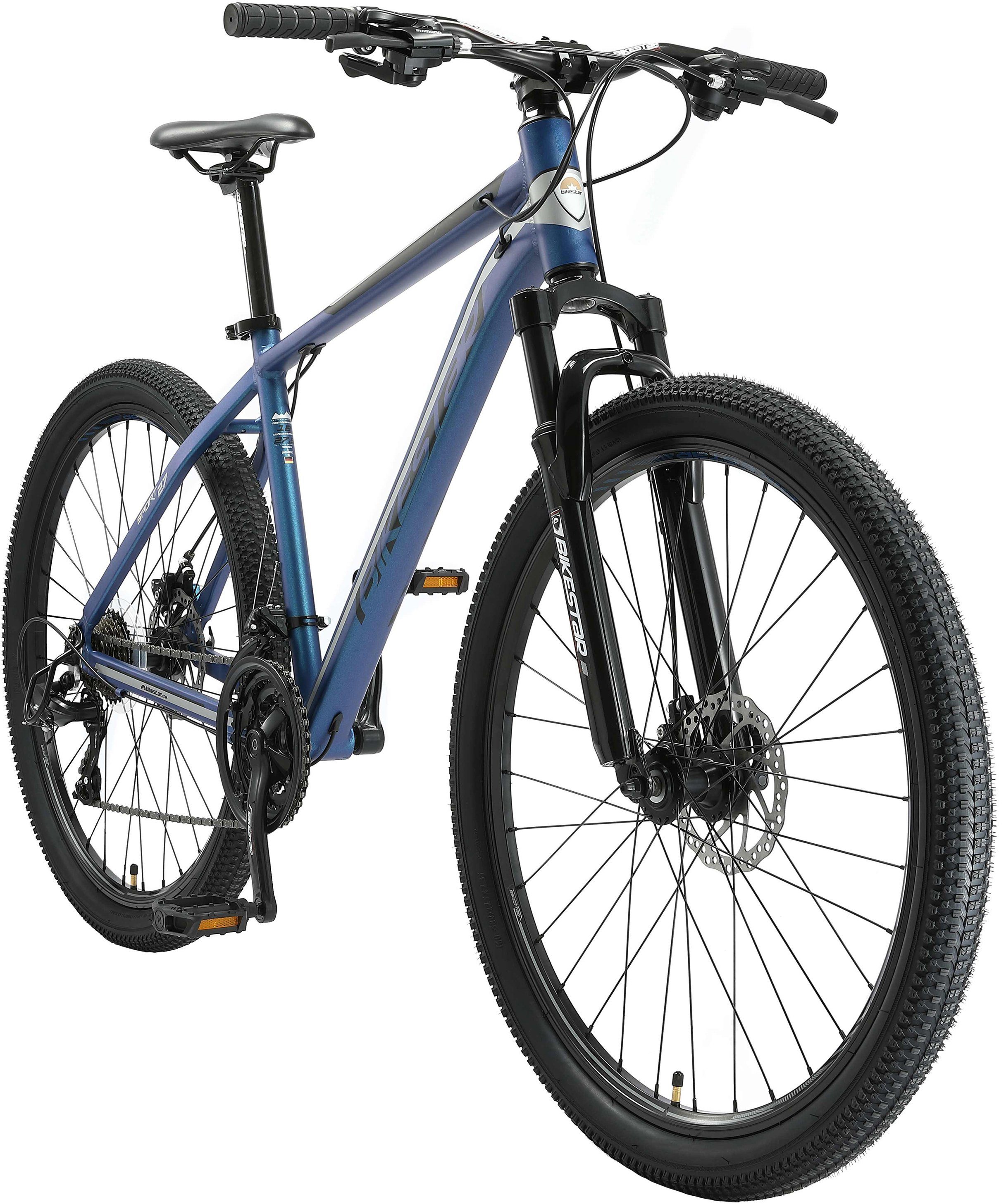 Bikestar Mountainbike, 21 Gang Shimano RD-TY300 Schaltwerk, Kettenschaltung, für Damen und Herren, Kettenschaltung