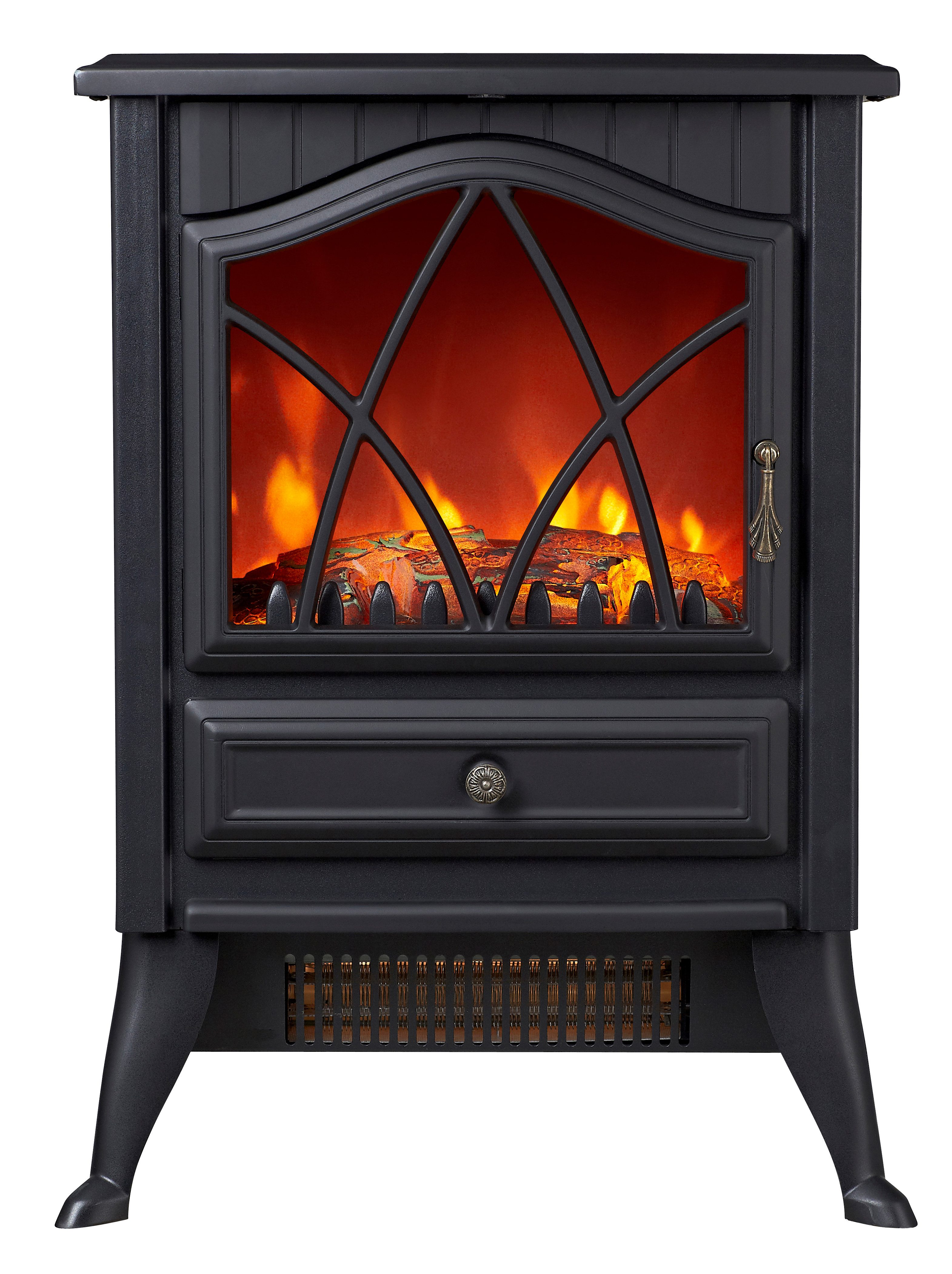 GarveeMore Elektrokamin LED 3D Flammen Multicolore 900/1800W Thermostat Eisen Glas, LED 3D Flammen,900/1800W,Thermostat,Eisen & Glas,schwarz,Plug & Play