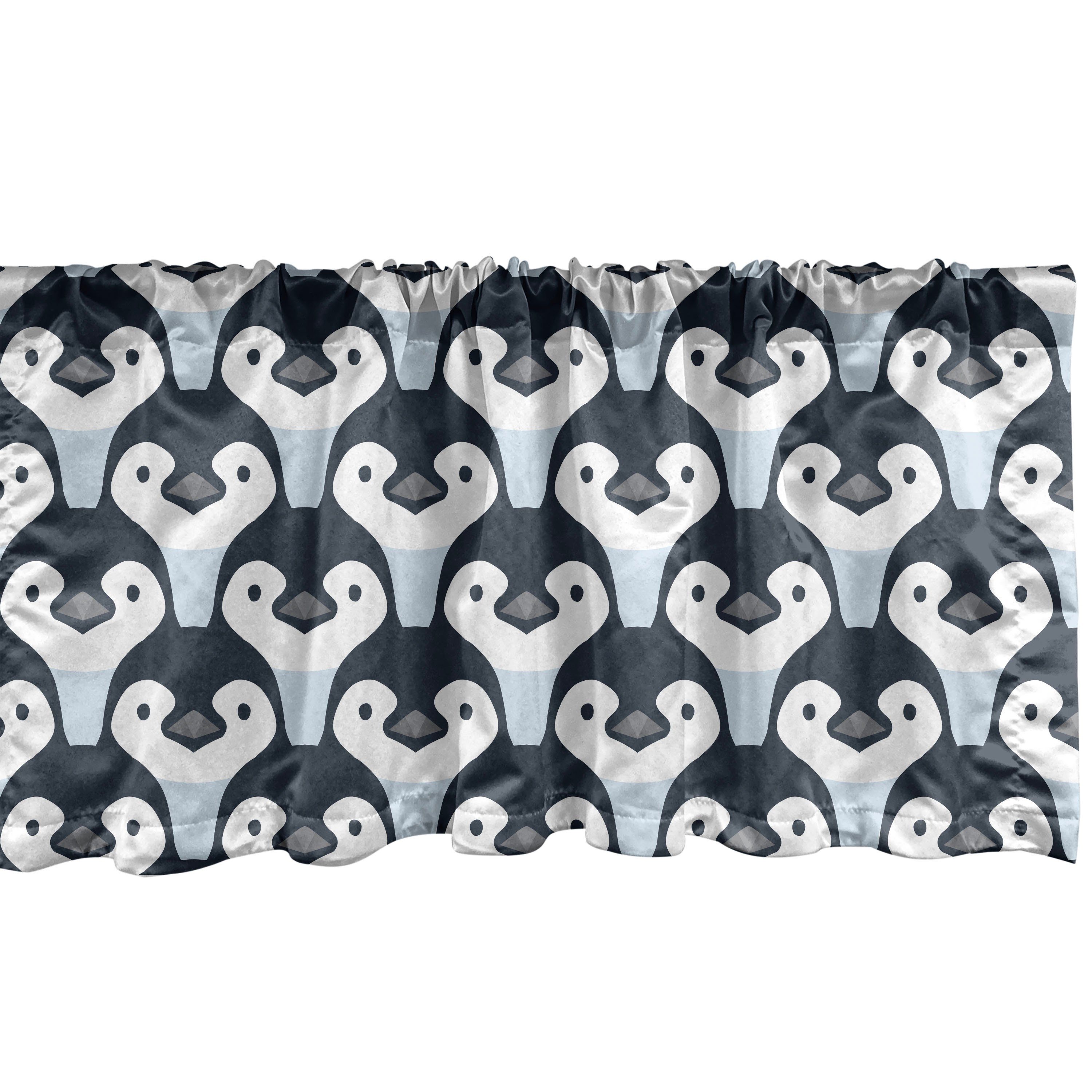 Scheibengardine Vorhang Volant für Küche Schlafzimmer Dekor mit Stangentasche, Abakuhaus, Microfaser, Pinguin Baby-Vögel Gesicht Muster