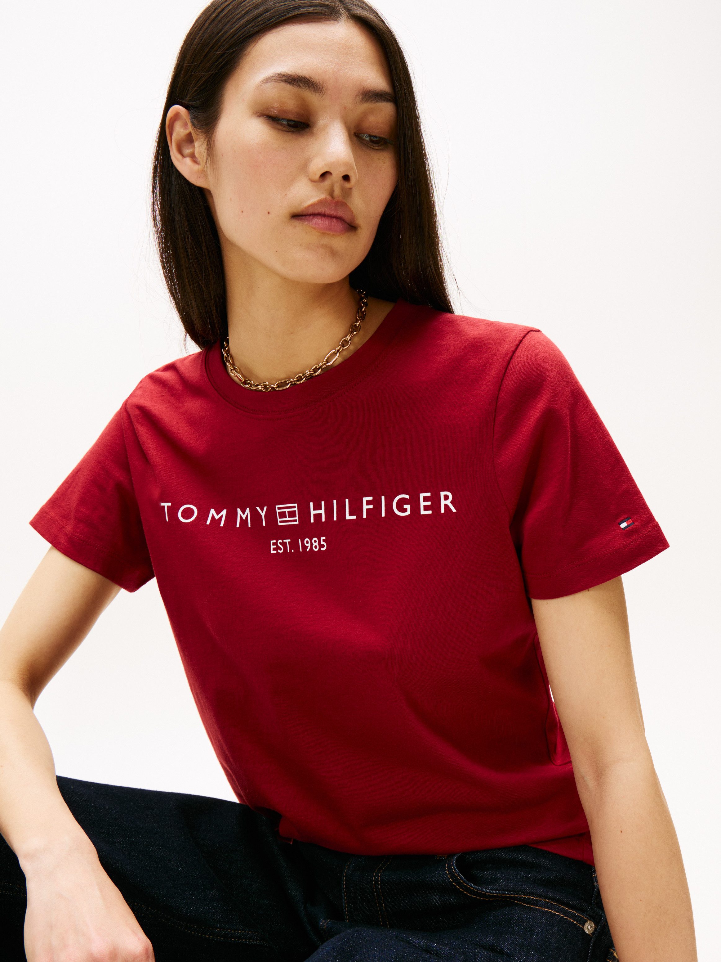 Tommy Hilfiger Kurzarmshirt REG CORP LOGO C-NK mit Logoschriftzug und Stick günstig online kaufen