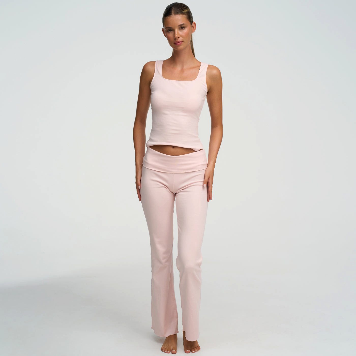 Creamy Fabrics Hausanzug Cotton Tanktop mit eckigem Ausschnitt-Crystal Pink-XL (1 tlg)