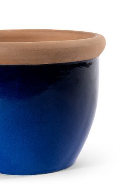 Teramico Pflanzkübel Blumentopf Keramik "Farmer" 42x32cm Blau Royal, 100% Frostfest