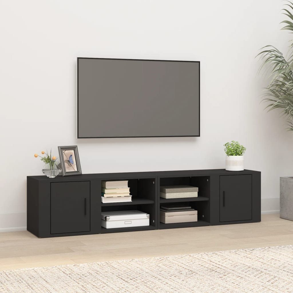 furnicato TV-Schrank TV-Schränke 2 Stk. Schwarz 80x31,5x36 cm Holzwerkstoff