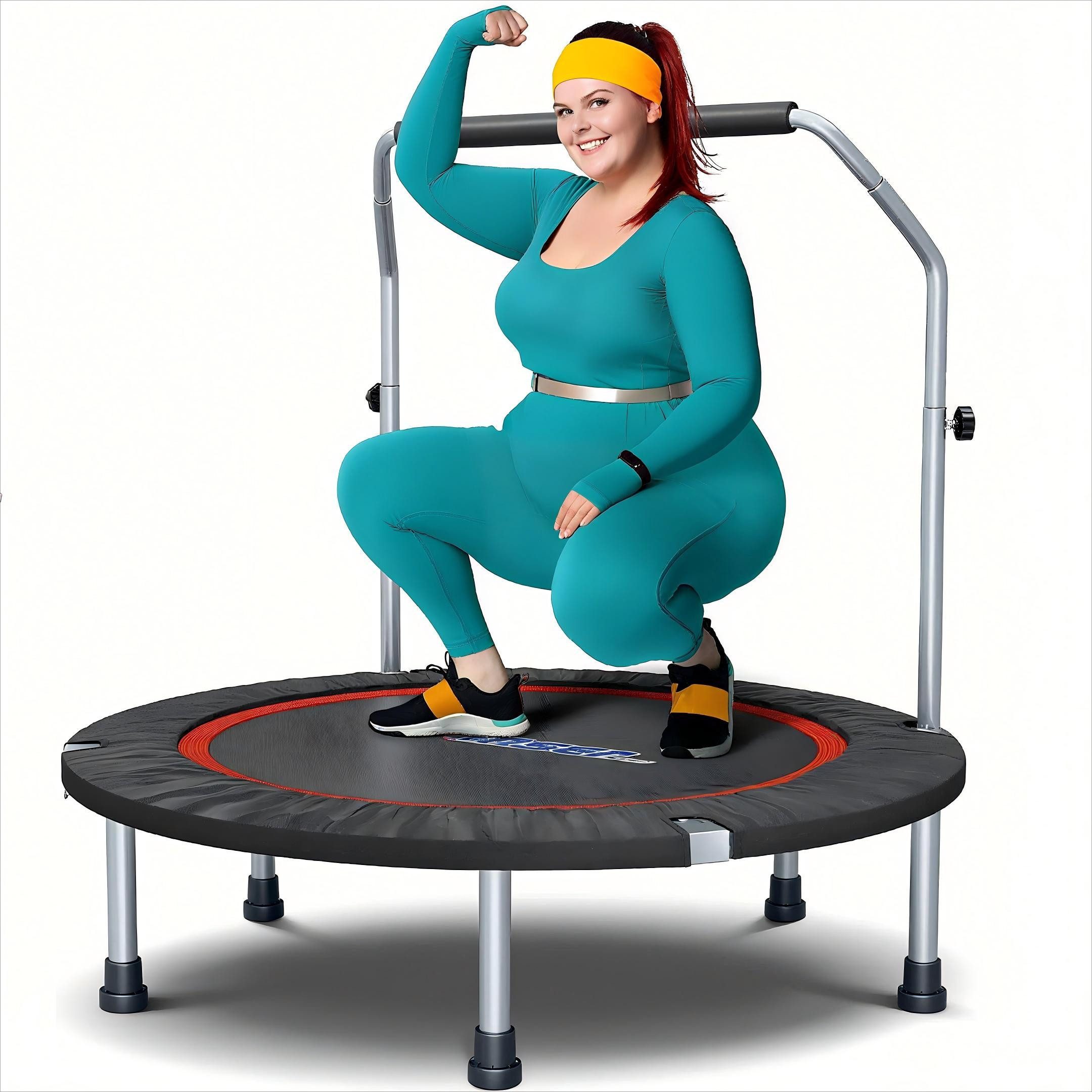POPOLIC Fitnesstrampolin 121cm Stummes faltbares Trampolin,Übungs Fitness Trampolin, (1 tlg., für Kinder Erwachsene Innen-/Garten -Training Maxe Ladung 400 lbs), Fitness -Rebounder Trampolin Bonus Tragbeutel Mini Trampolin