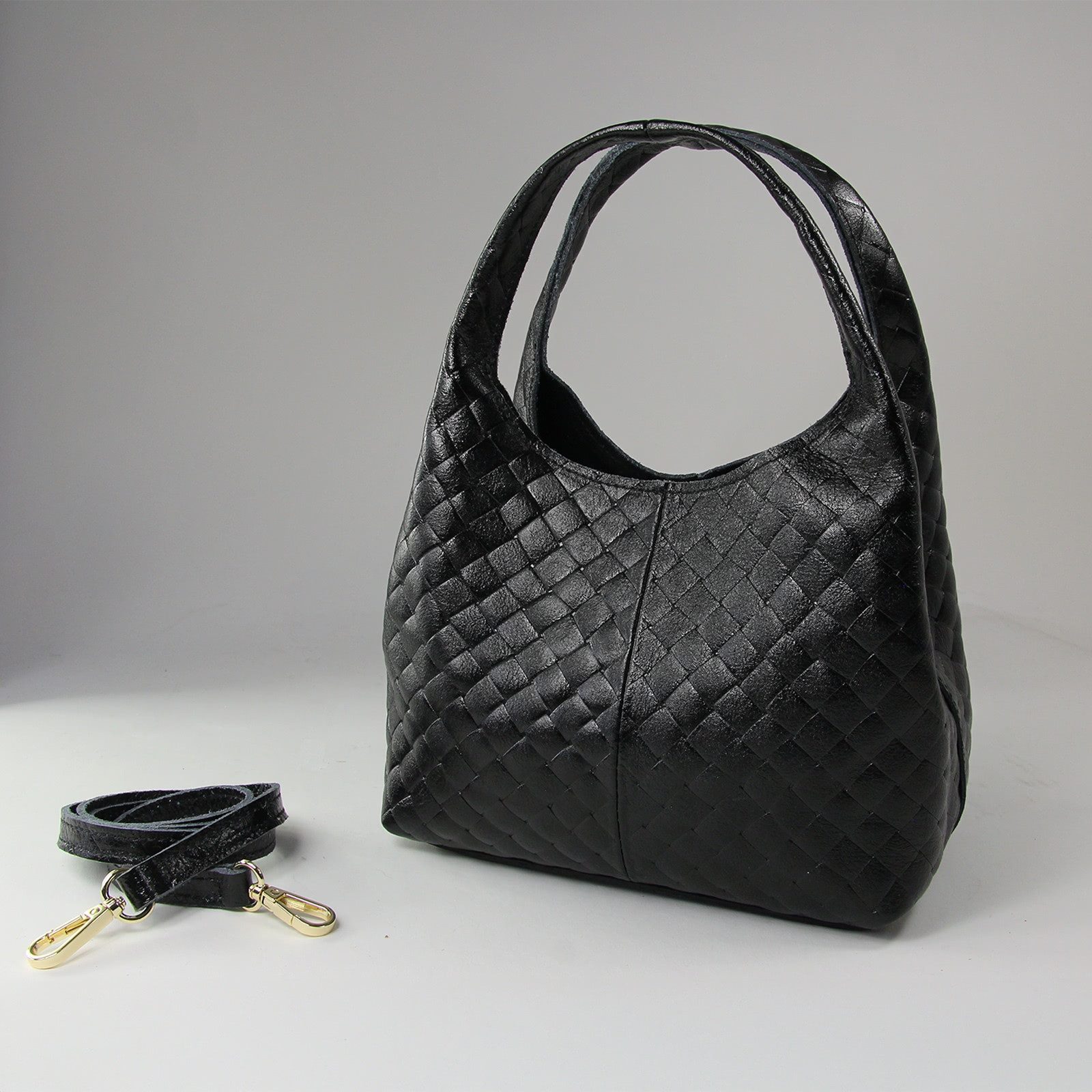 Toscanto Schultertasche Toscanto Damen Schultertasche Leder (Schultertasche), Damen Schultertasche Leder, schwarz ca. 23cm x ca. 21cm – Bild 3 von 5