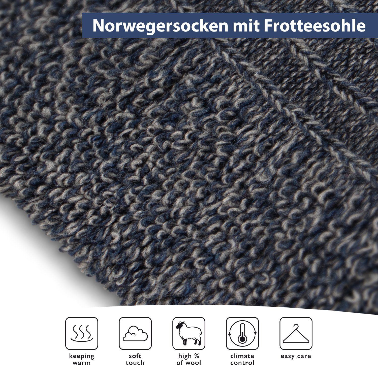 Plüschsohle Frottee Braun (6 Winter Paar) Norweger Norwegersocken Socken Herren Footstar