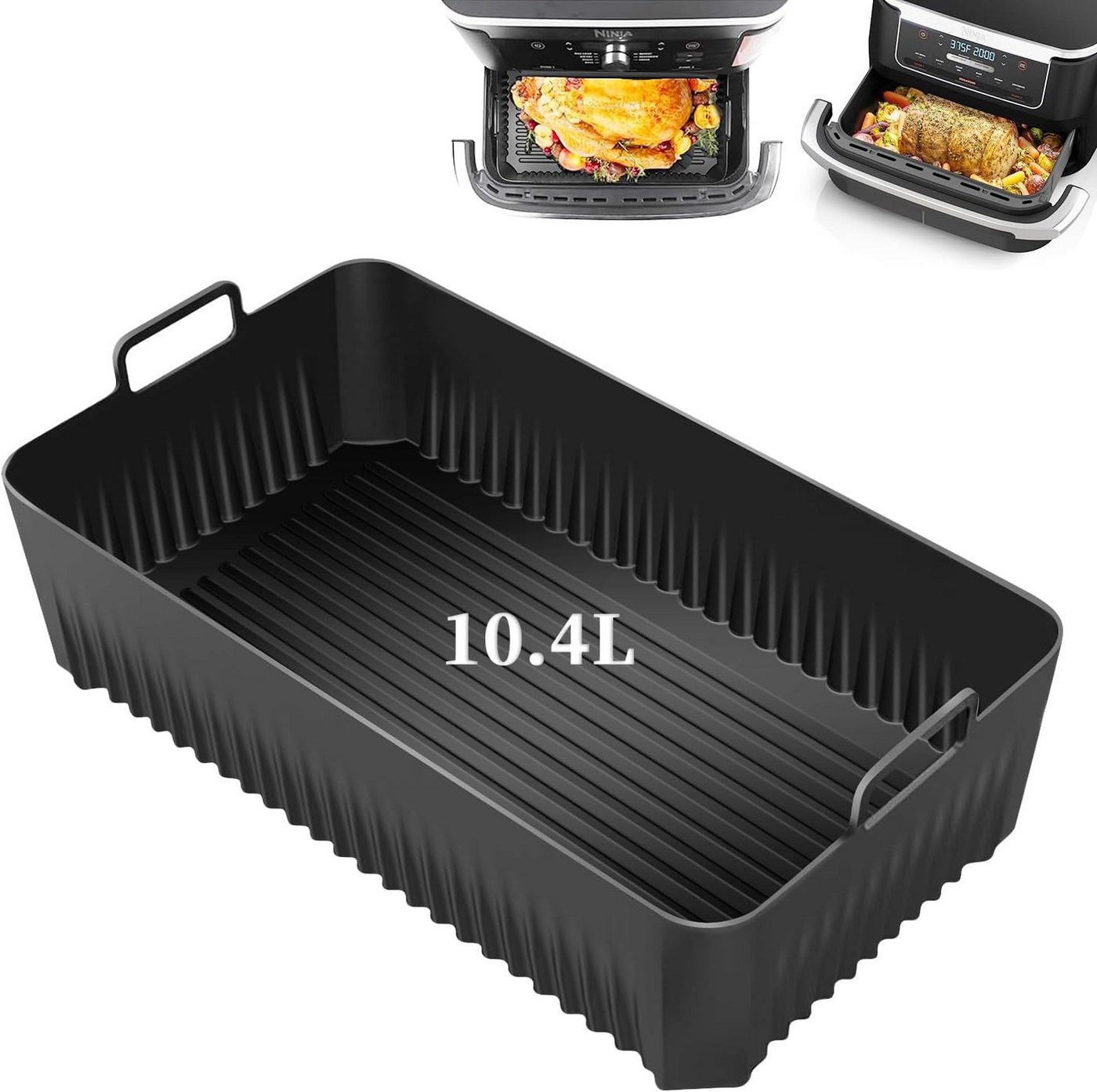 BlingBin Silikonform Ninja Heißluftfritteuse Zubehör für AF500EU / Cosori 10L, (1er Set 1-tlg), Silikonform Airfryer Zubehör für Max Ninja Foodi Flexdrawer 10,4L