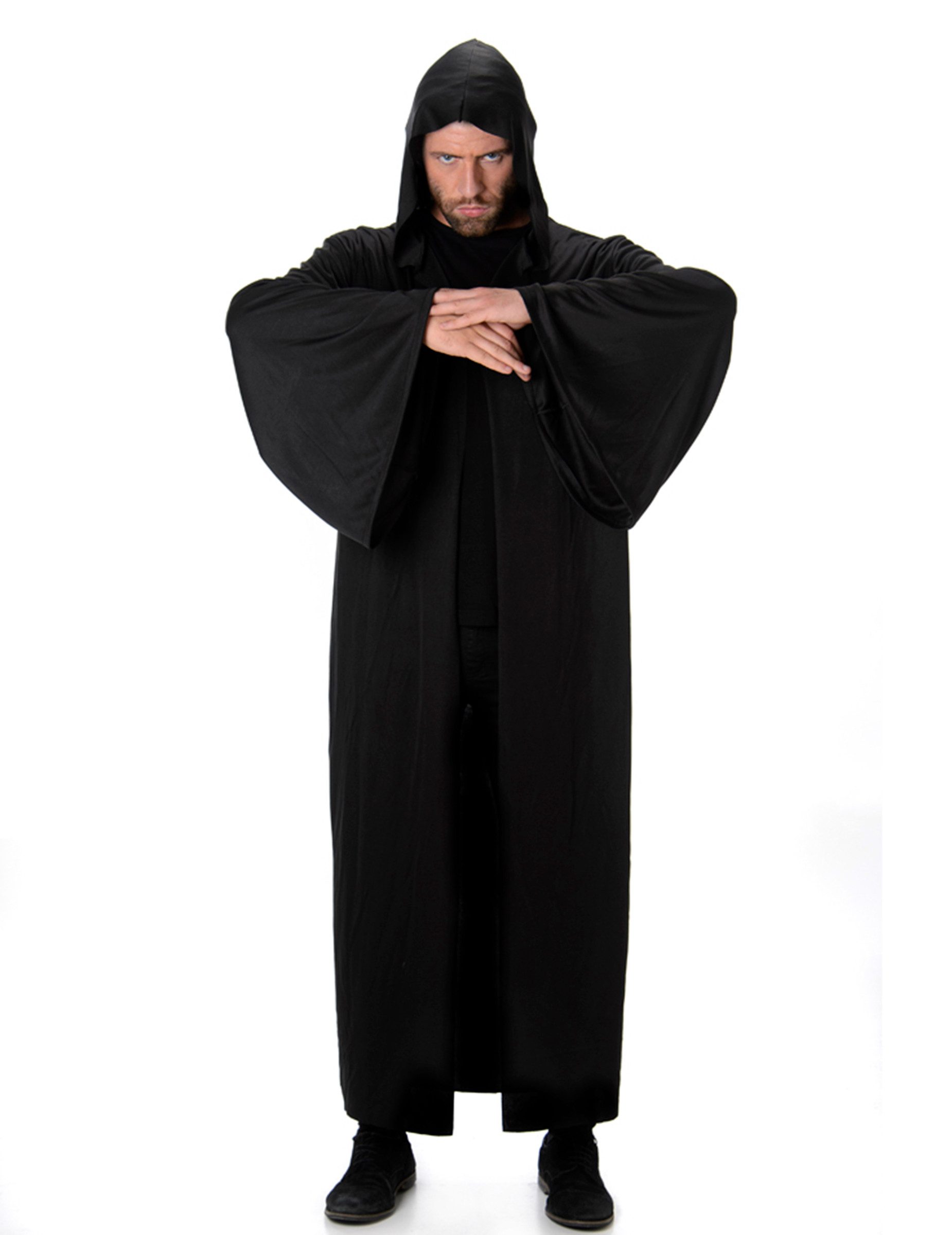 Kostüm Halloween Vampir Mittelalter Kutte mit Kapuze schwarz