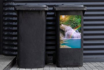 MuchoWow Wandsticker Regenbogen - Sonne - Wasserfall - Natur (1 St), Mülleimer-aufkleber, Mülltonne, Sticker, Container, Abfalbehälter