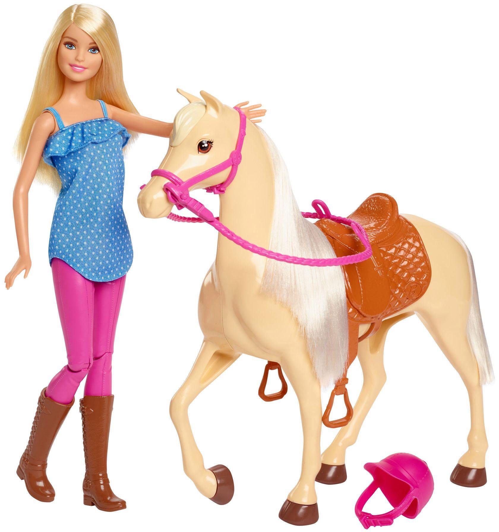 Barbie Anziehpuppe Pferd mit Puppe, Spielset