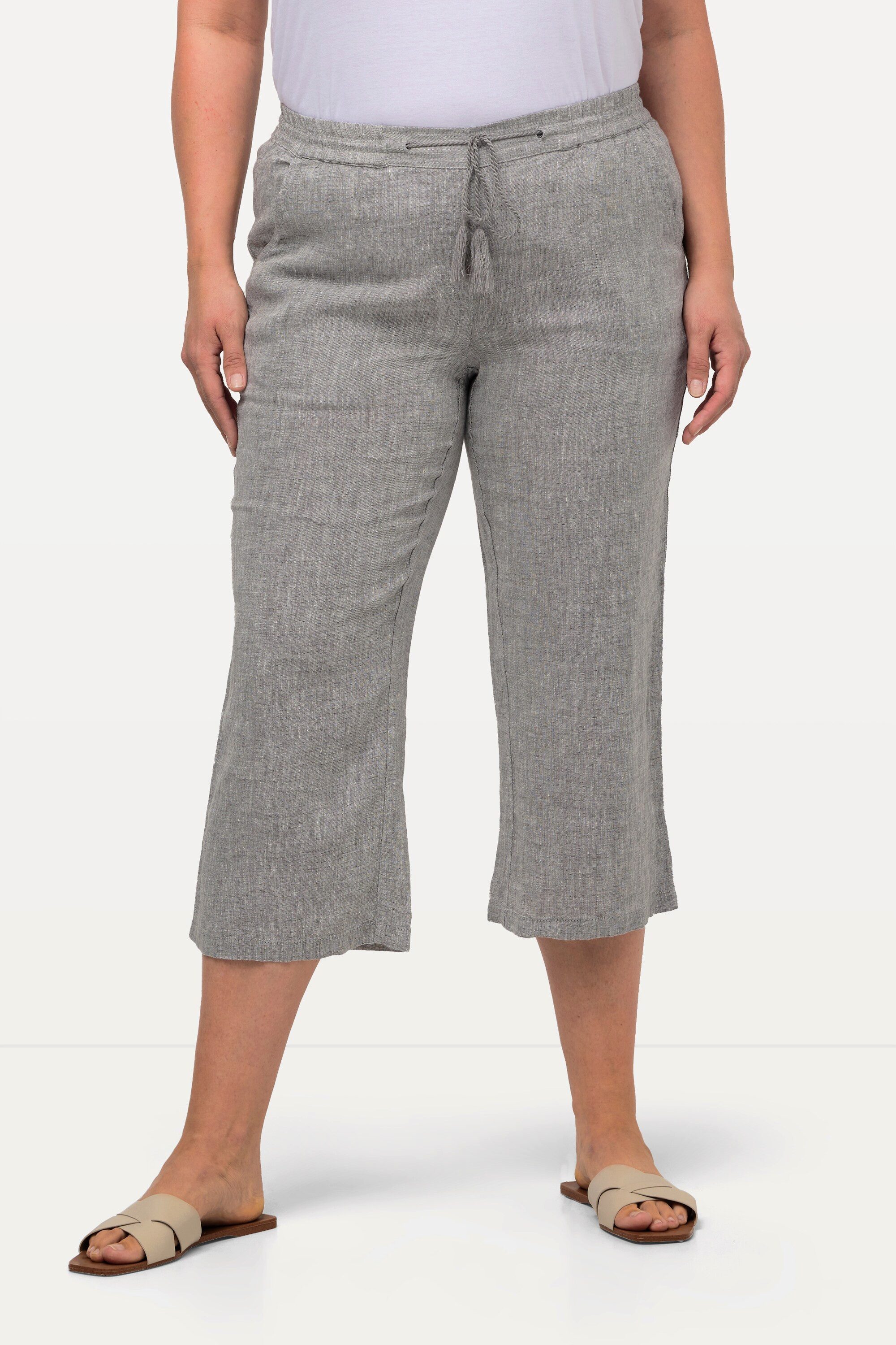 Ulla Popken Funktionshose 7/8-Leinenhose elastischer Bund günstig online kaufen