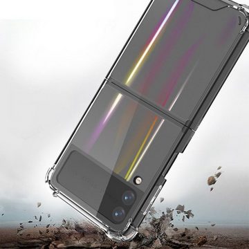 Wigento Handyhülle Für Samsung Galaxy Z Flip4 5G Design Schock Hart Cover Handy Tasche Hülle Etuis Transparent