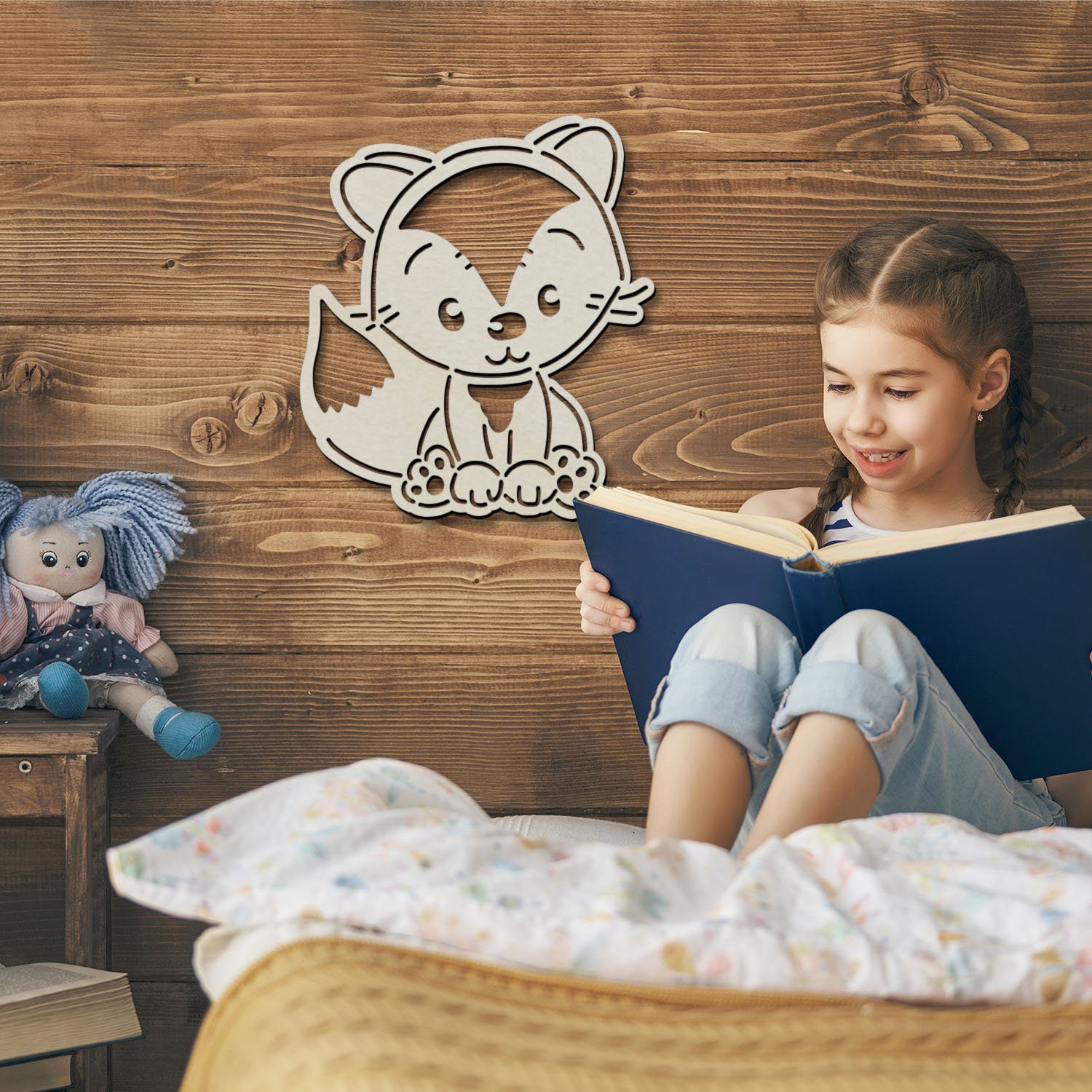 Namofactur LED Nachtlicht Fuchs - Schlaflicht mit Fuchs-Motiv für Kleinkinder - Wand Deko Lampe, Ohne Zugschalter/Stern, LED fest integriert, Warmweiß, Wanddekoobjekt Kinderzimmer Leuchte batteriebetrieben