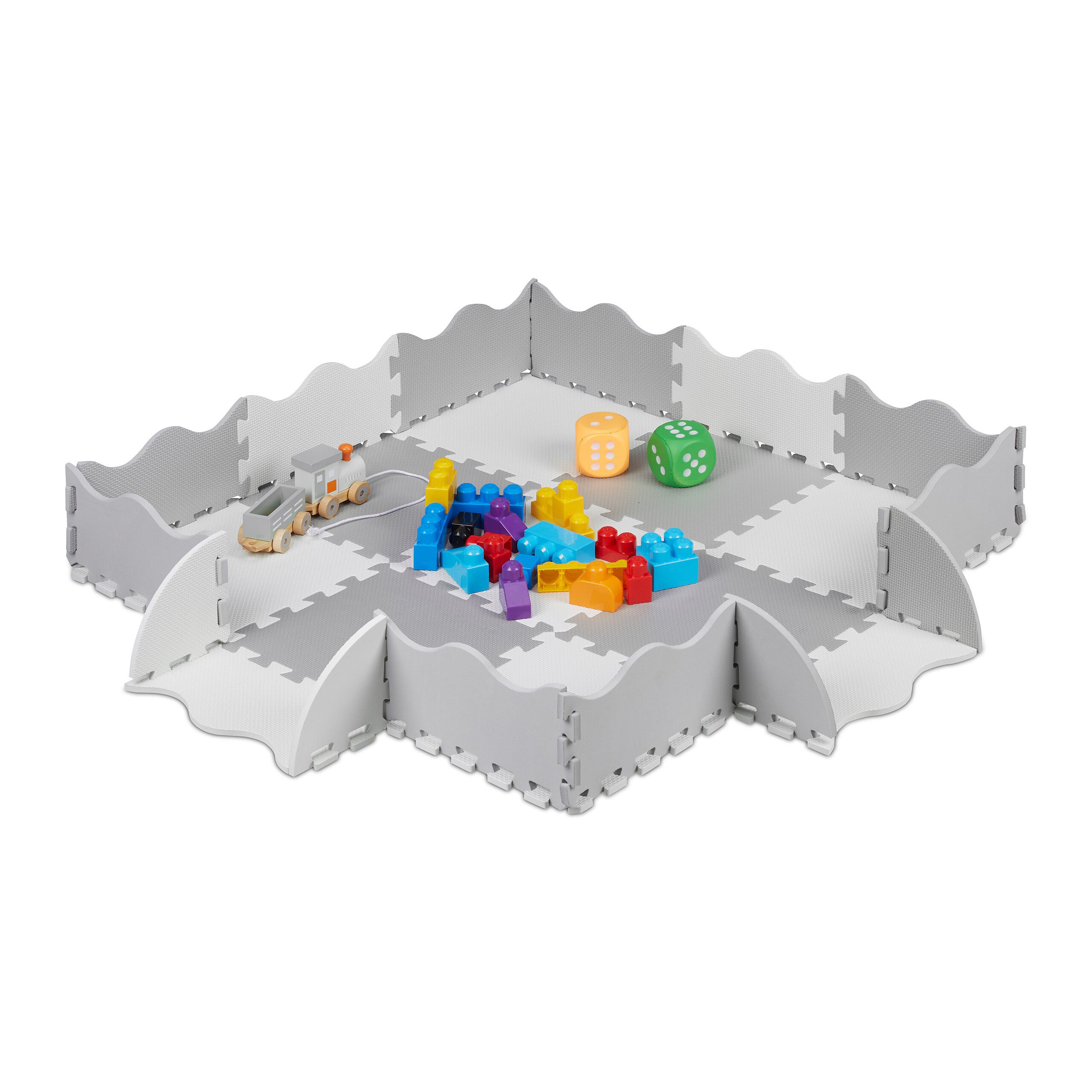 relaxdays Spielmatte 25-teilige Puzzlematte mit Rand, grau günstig online kaufen