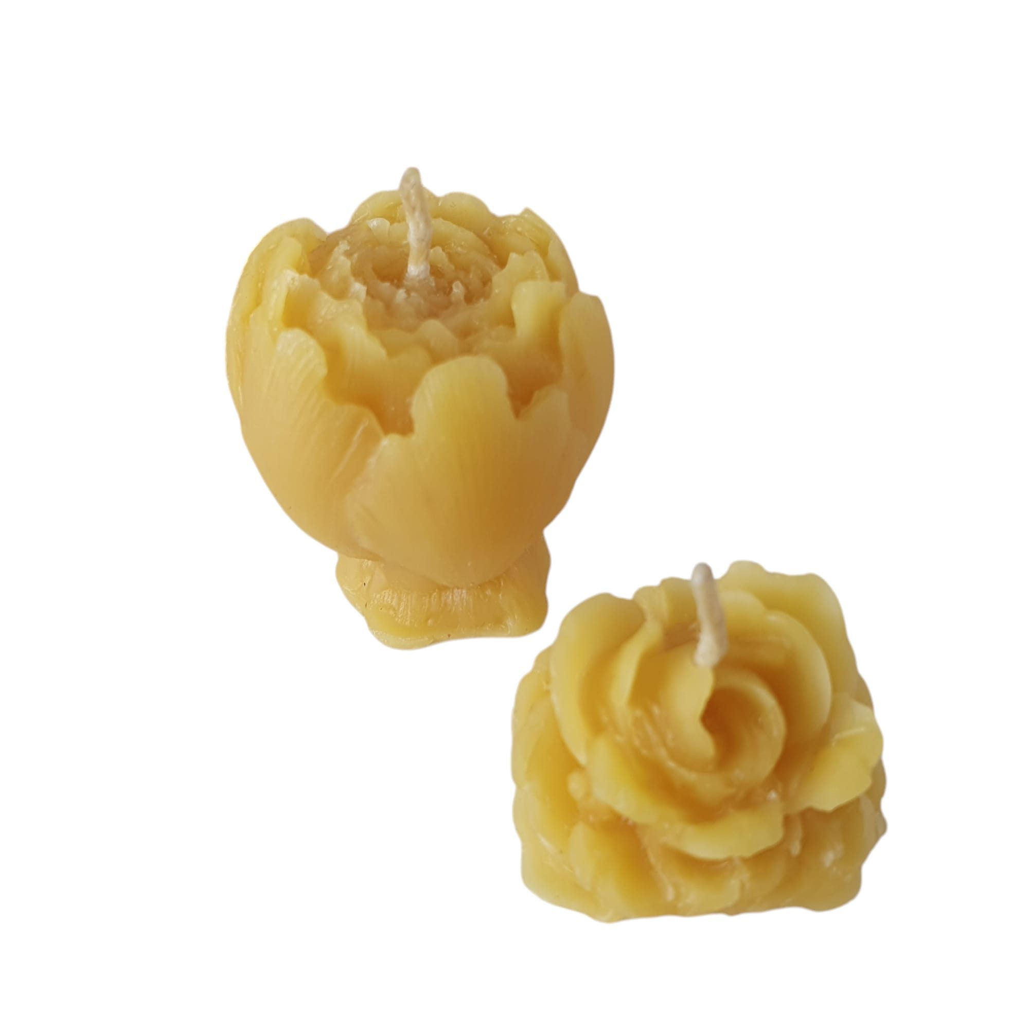 Aspinaworld Formkerze Bienenwachskerze - kleine Rosen Kerzen 2er Set 3 cm - Honigkerze (2-tlg)