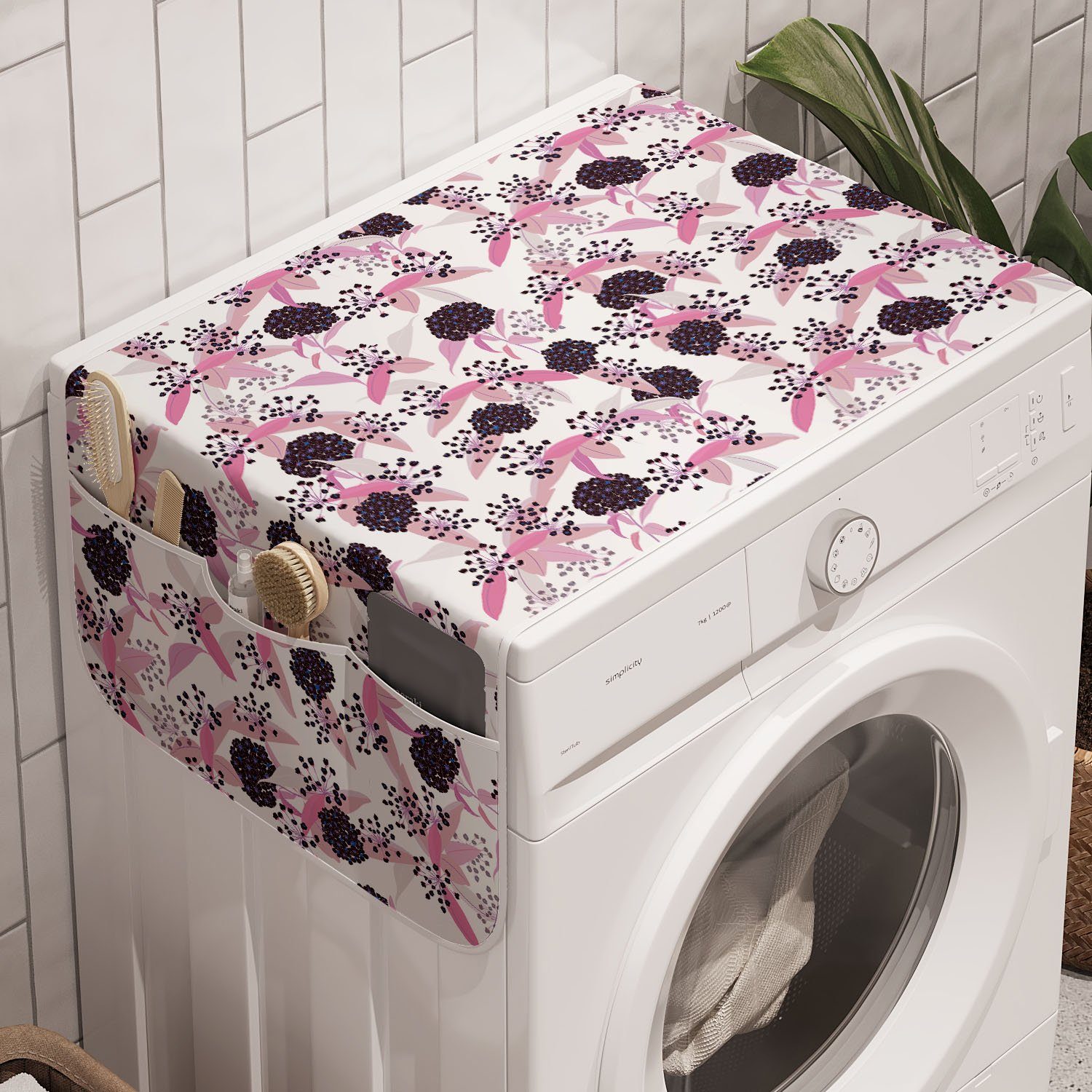 Abakuhaus Badorganizer Anti-Rutsch-Stoffabdeckung für Waschmaschine und Trockner, Blumen Hydenyear Blumen und Blätter