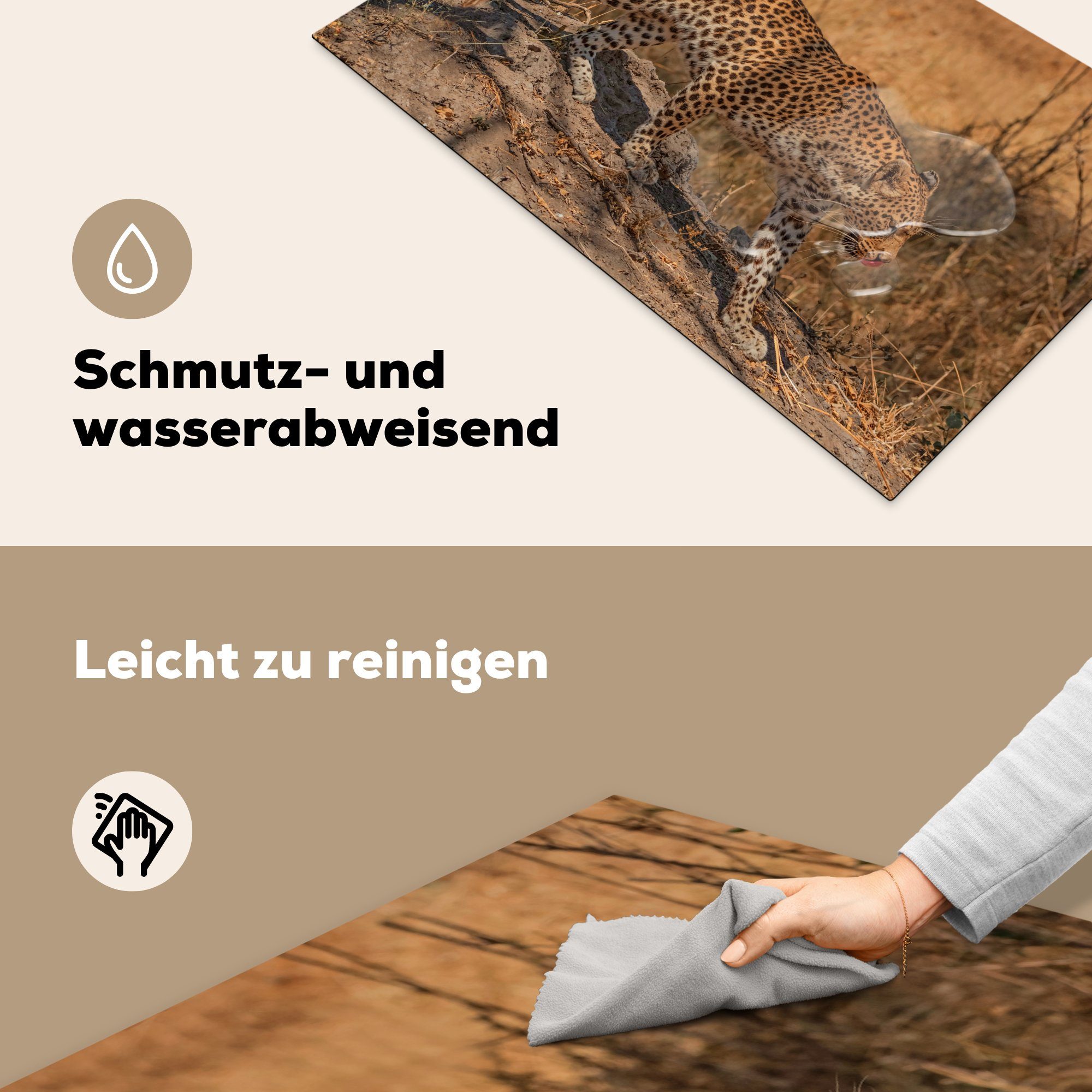 tlg), Gepard cm, MuchoWow für (1 - Ceranfeldabdeckung, Herdblende-/Abdeckplatte Vinyl, küche Arbeitsplatte Äste, 83x51 Camouflage -