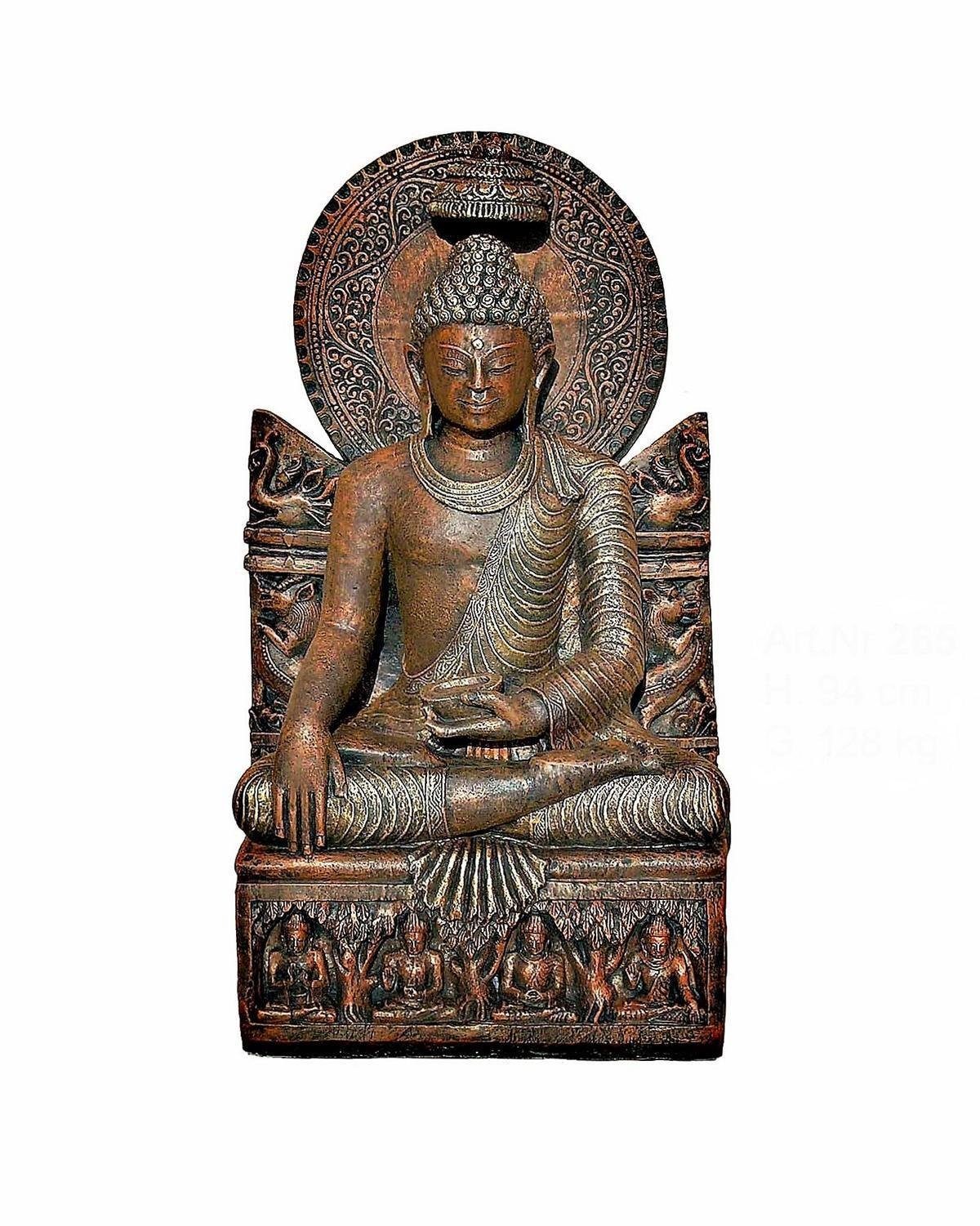 Antikes Wohndesign Gartenfigur Sitzender Thai Buddha Gottheit Statue Gartenfigur Feng Shui Bronze