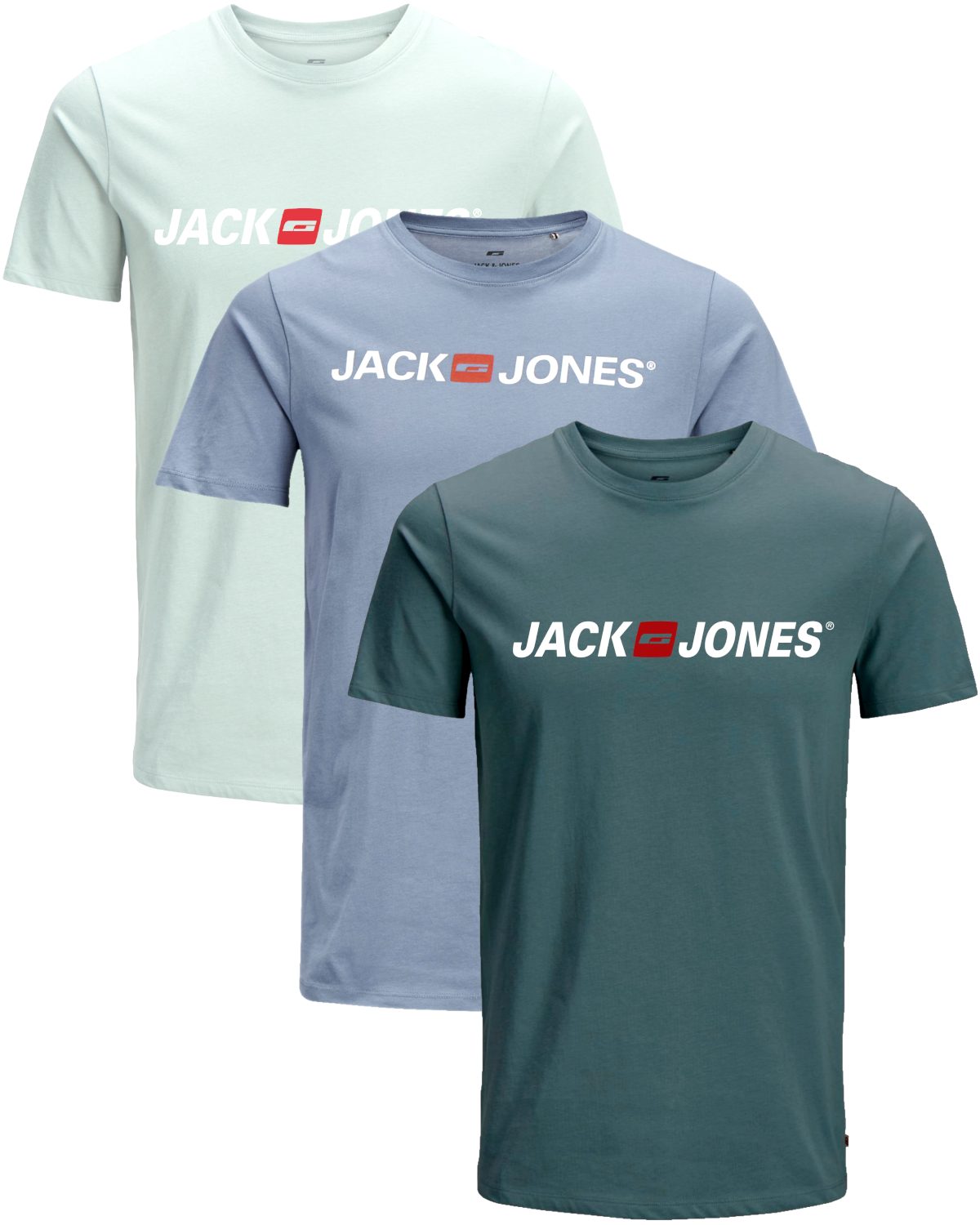 Jack & Jones T-Shirt Stilvolles Slim-Fit oder Regular Shirt mit Printdruck (3er-Pack) Printdruck