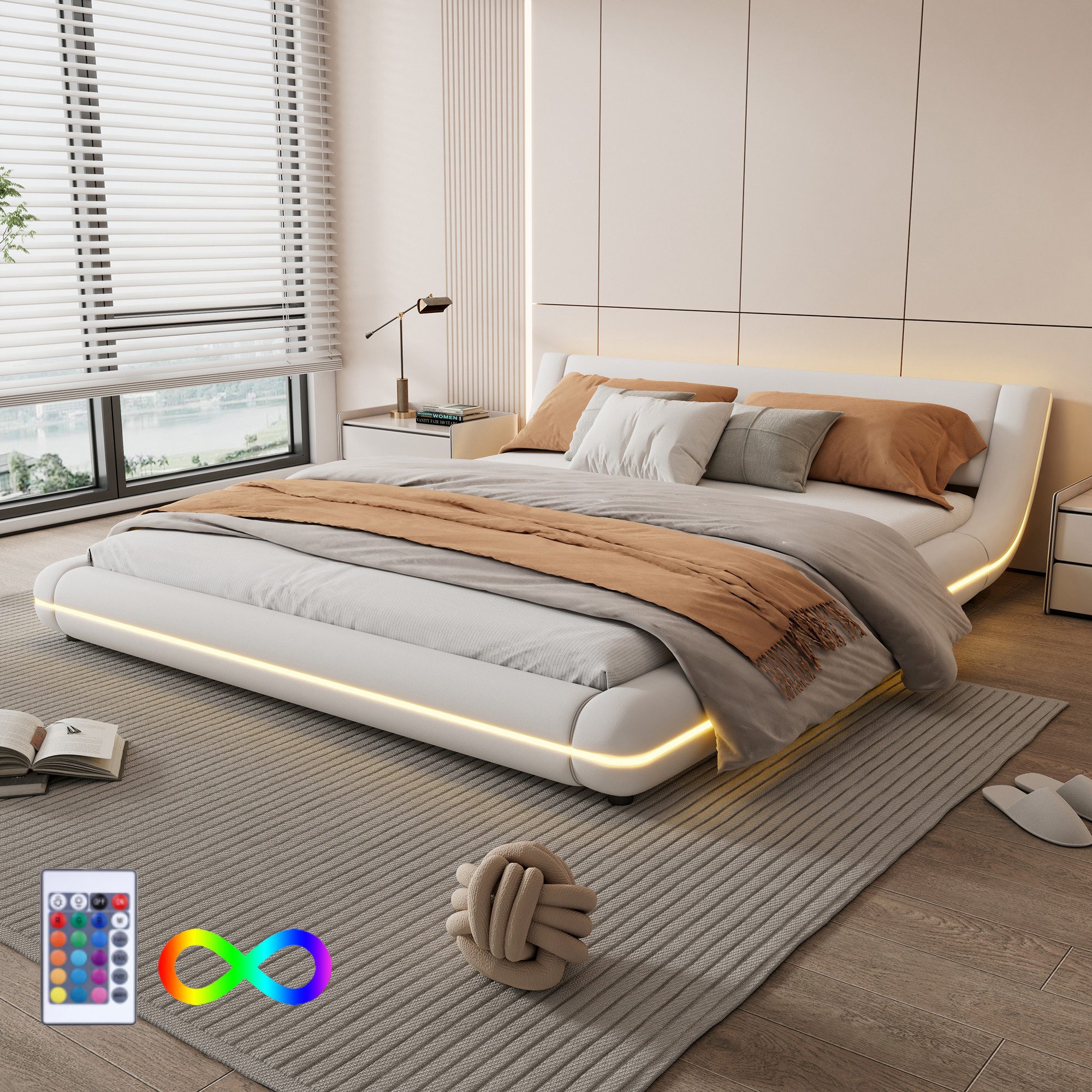 STILVORA Polsterbett 160×200 mit Lattenrost,Flachbett Funktionbett günstig online kaufen