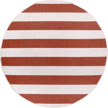 Teppich Alan, andas, rund, Höhe: 5 mm, Wendeteppich, Streifen, Scandi, wetterfest, In- und Outdoor geeignet